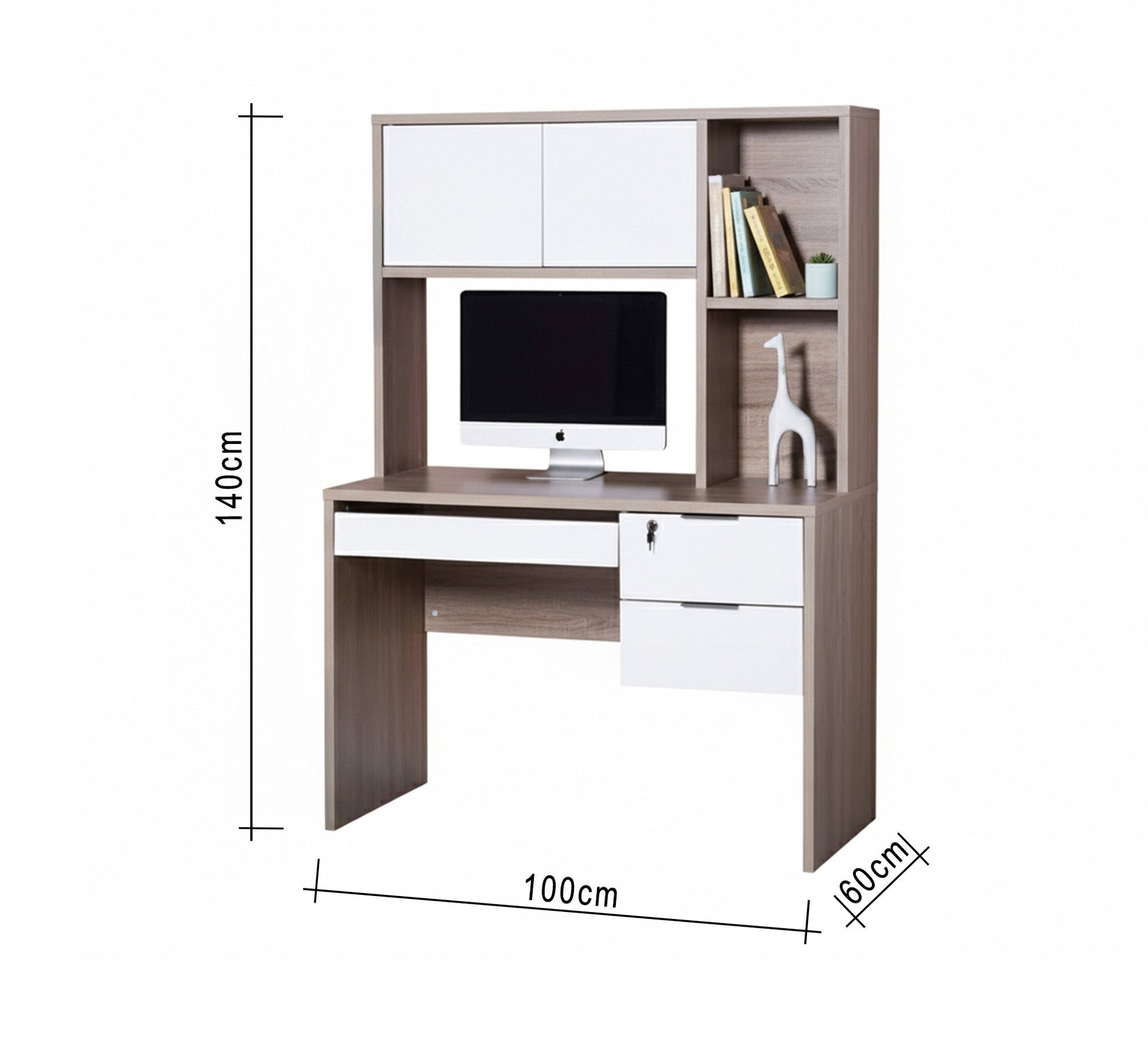 Two - piece modern desk in beige and white - Vitrine Furniture - Desks