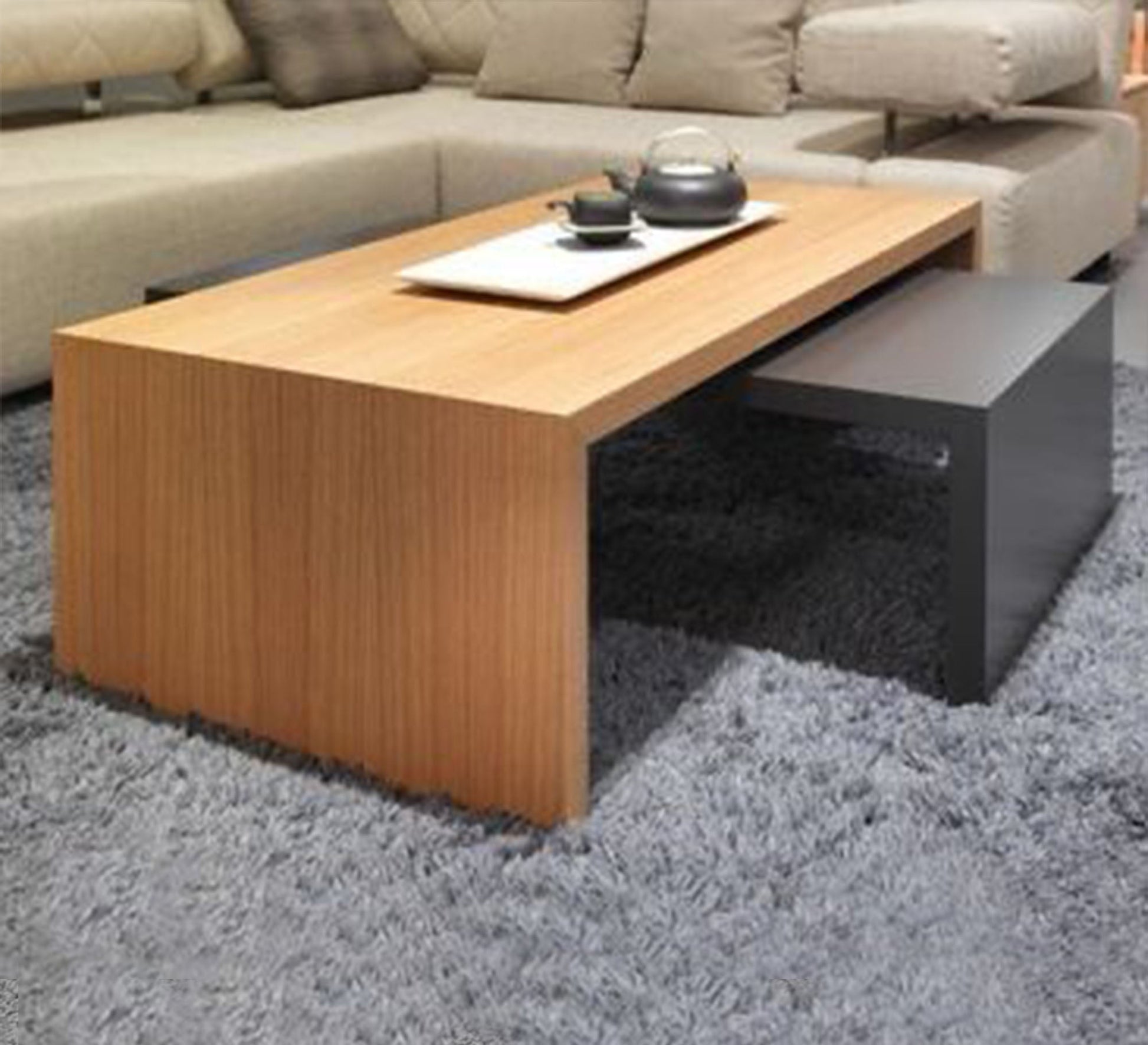 Two - piece nesting table in beige and grey - Vitrine Furniture - Furniture