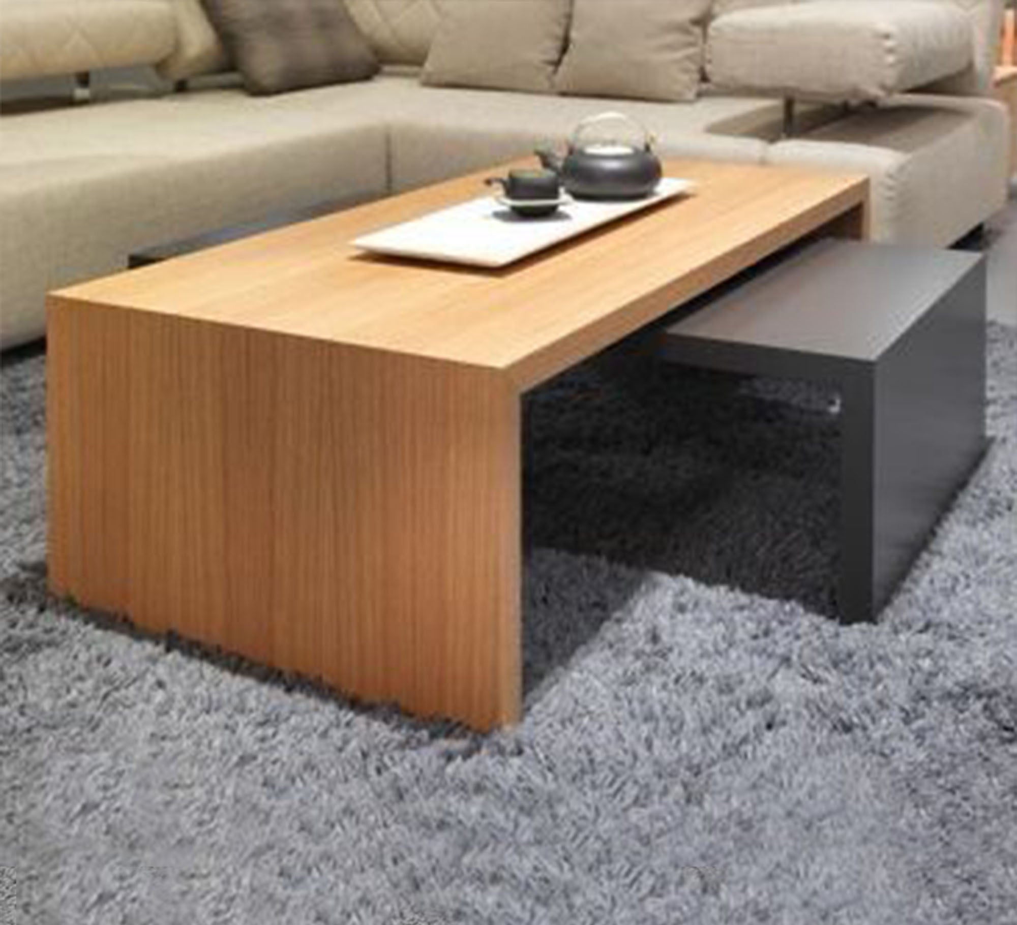 Two - piece nesting table in beige and grey - Vitrine Furniture - Furniture