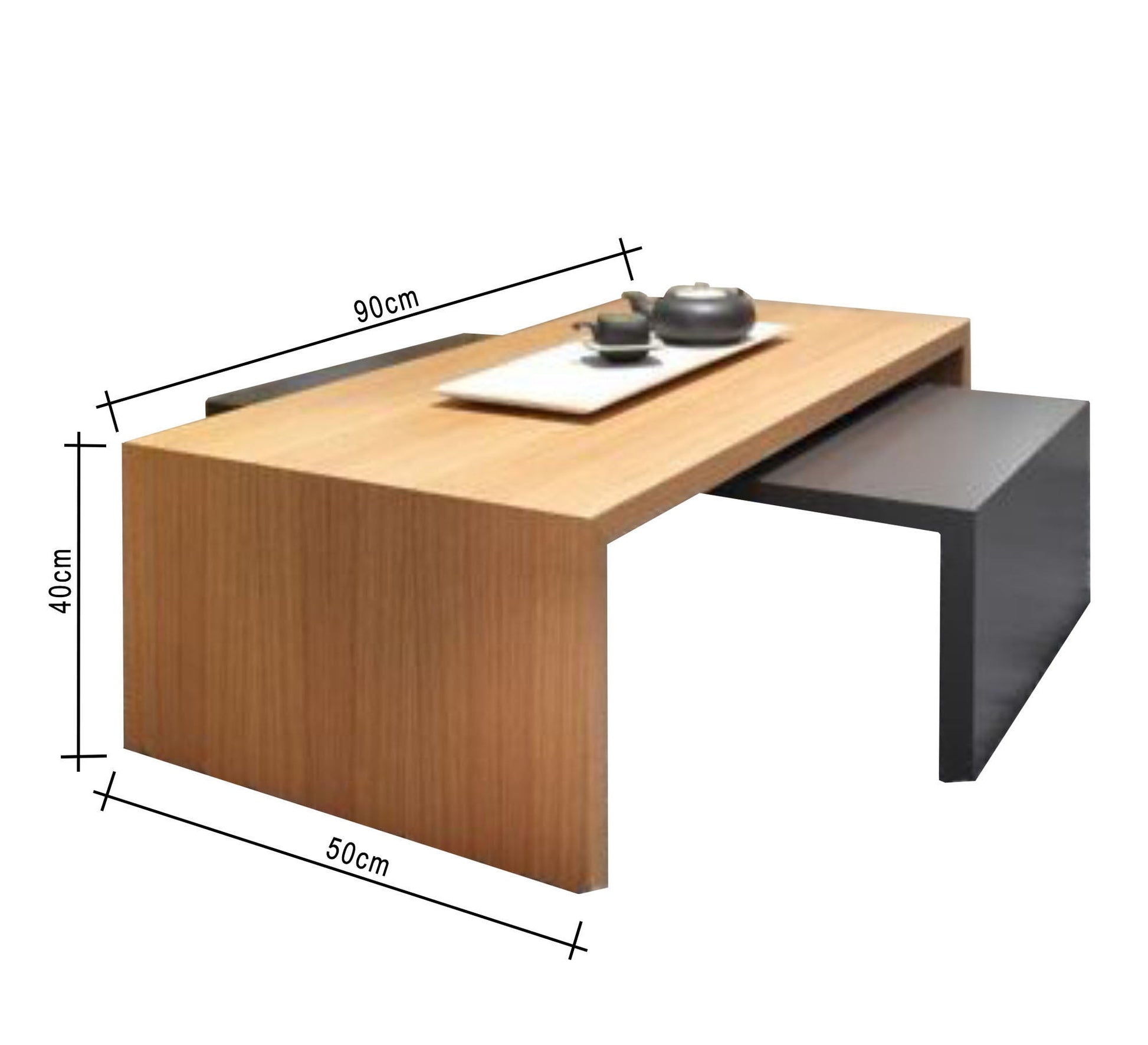 Two - piece nesting table in beige and grey - Vitrine Furniture - Furniture