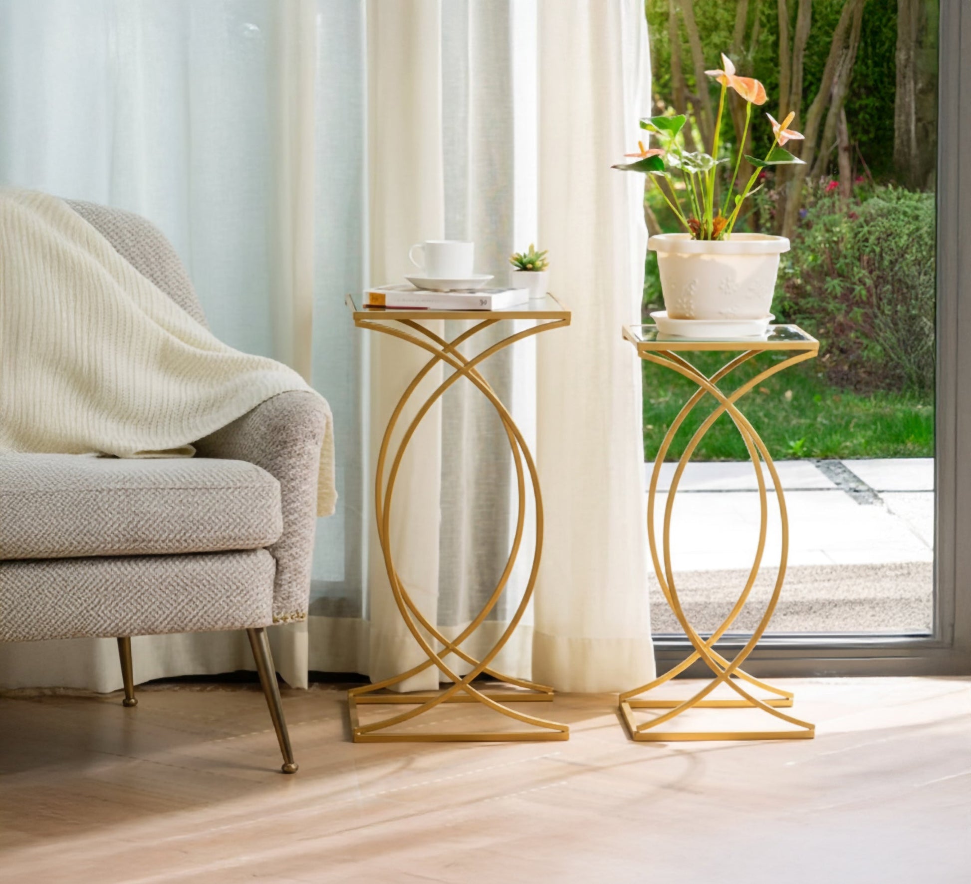 Two - piece round side table set - Vitrine Furniture - Furniture