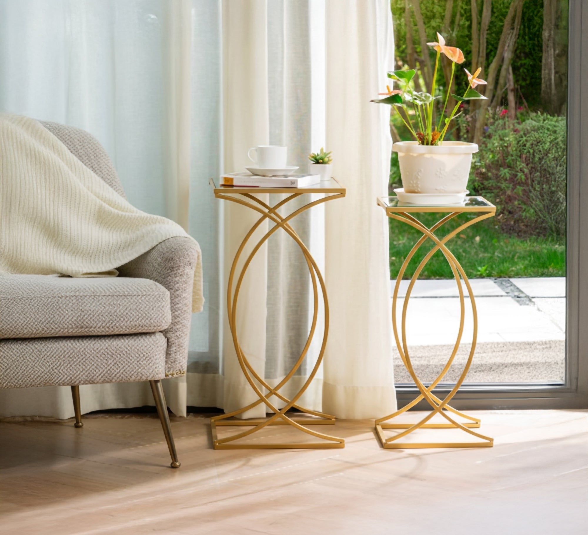 Two - piece round side table set - Vitrine Furniture - Furniture