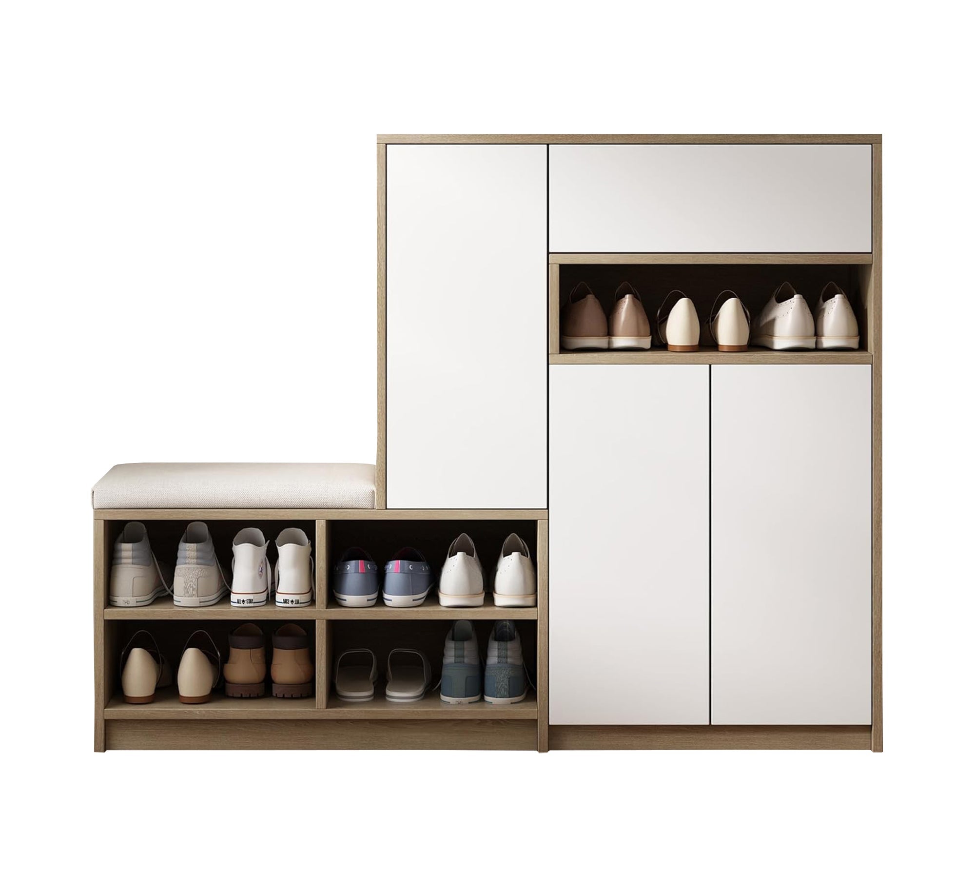 Two - piece shoe cabinet with bench - Vitrine Furniture - Furniture