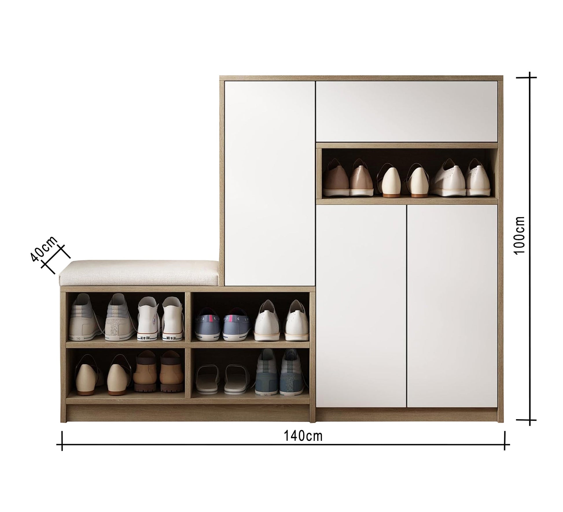 Two - piece shoe cabinet with bench - Vitrine Furniture - Furniture