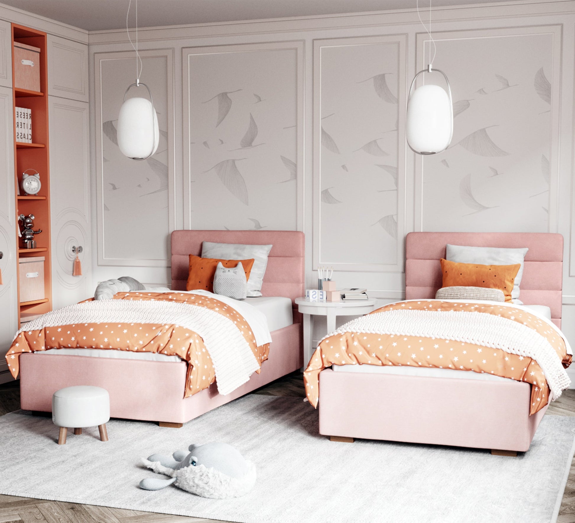 Two pink beds for a girls' bedroom - Vitrine Furniture - Furniture
