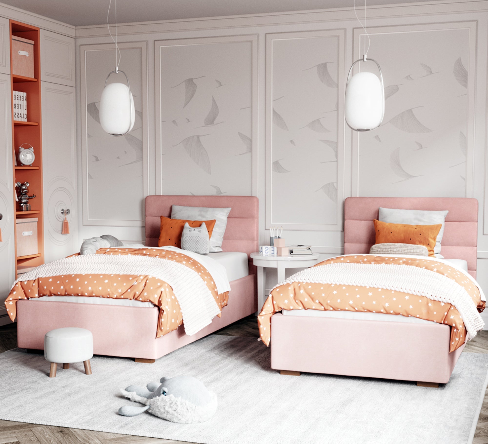 Two pink beds for a girls' bedroom - Vitrine Furniture - Furniture