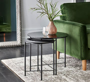 Two round side tables with black metal frame - Vitrine Furniture - Furniture