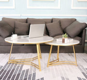 Two round tables with a shiny gold base - Vitrine Furniture - Furniture