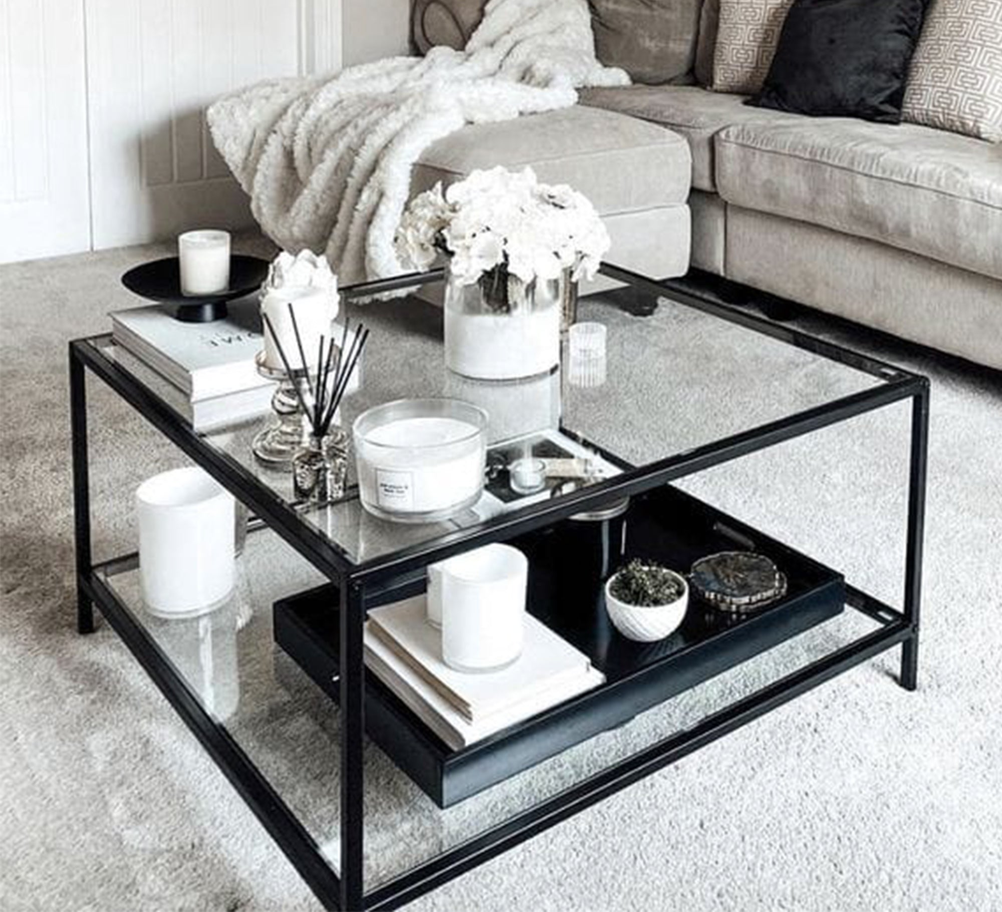 Two - seater table with a glass top - Vitrine Furniture - Furniture