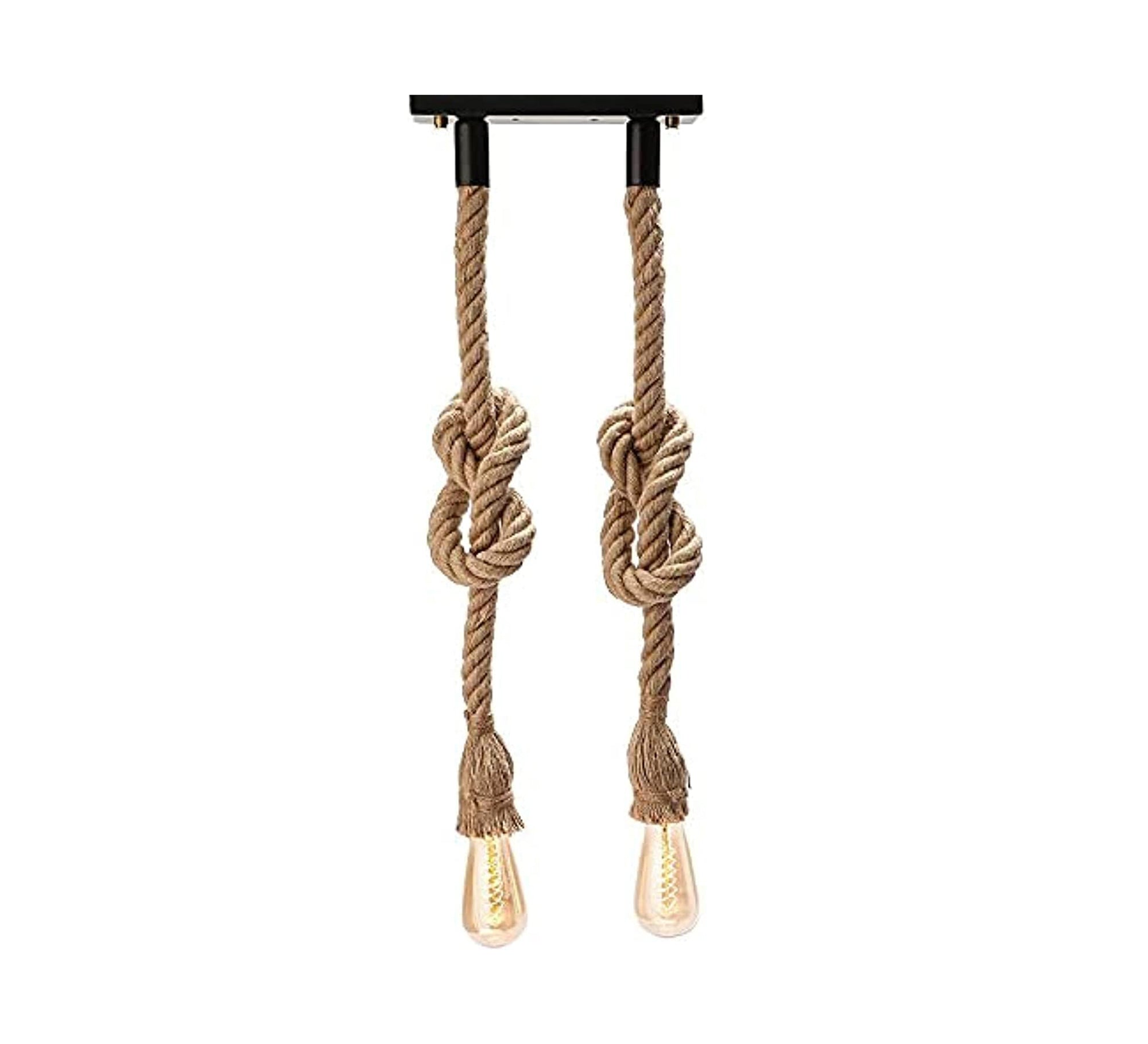 Two - shade ceiling lamp with linen cords - Vitrine Furniture - Lighting