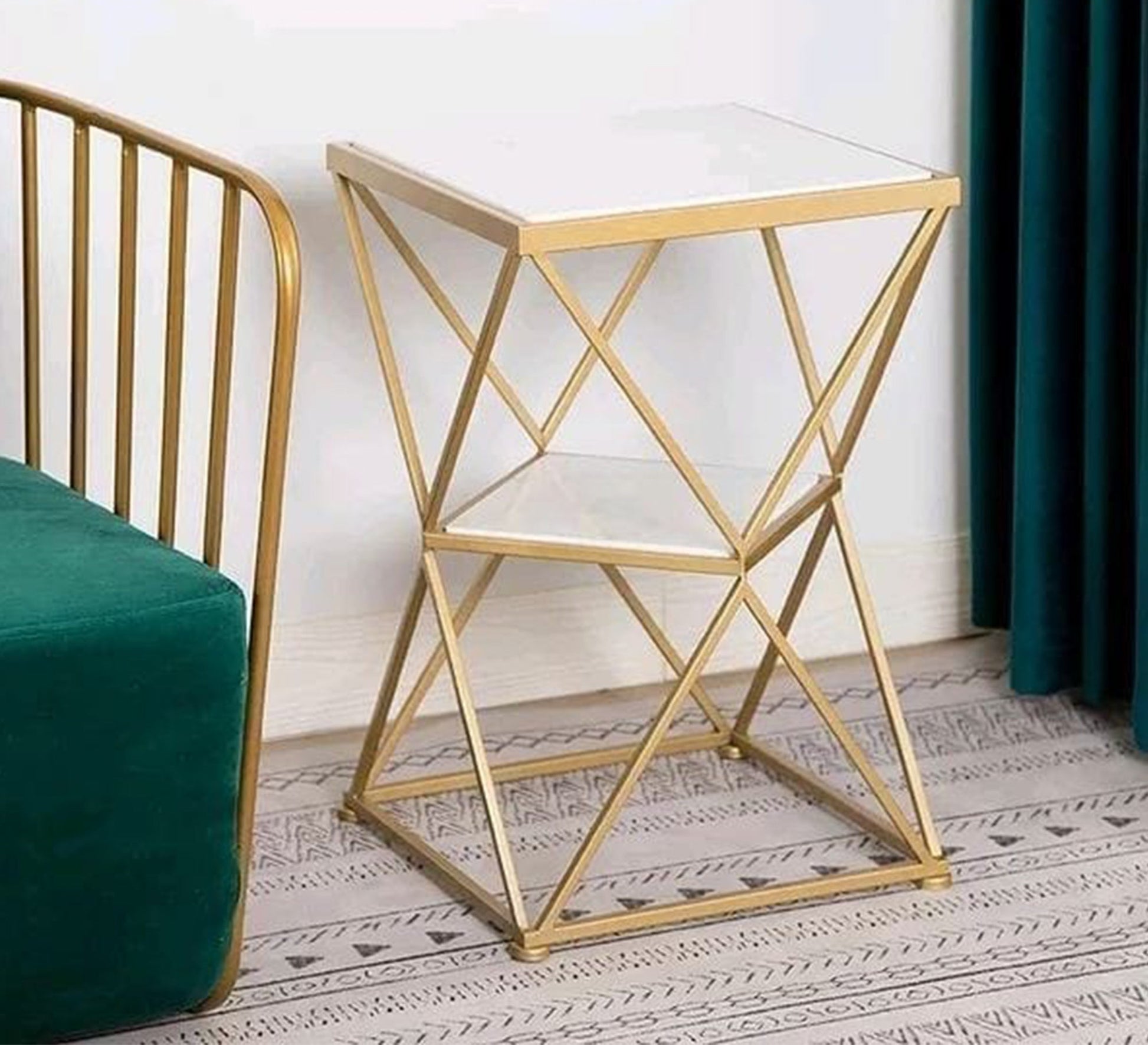 Two - shelf marble side table - Vitrine Furniture - Furniture