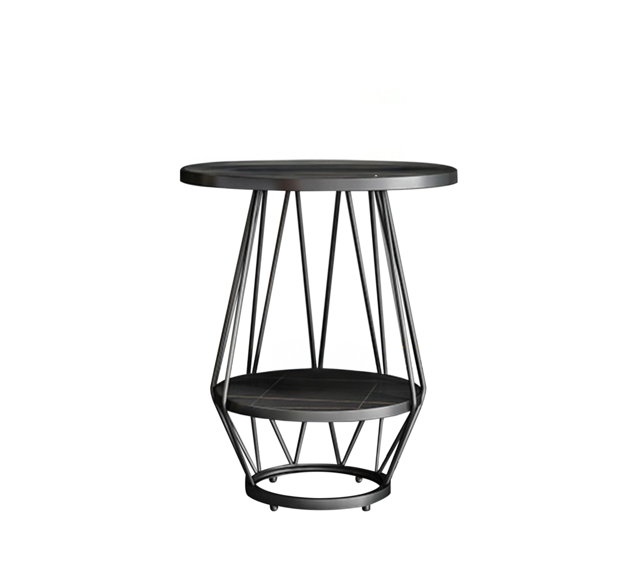 Two - shelf matte black side table - Vitrine Furniture - Furniture