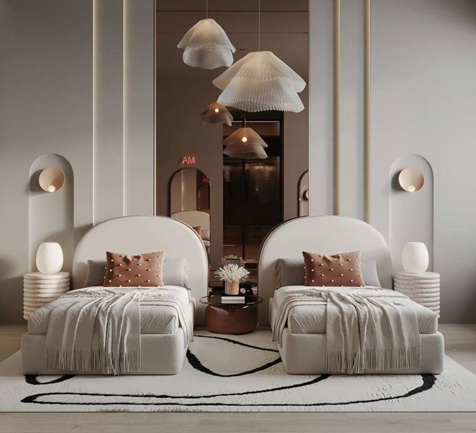 Two single beds in beige - Vitrine Furniture - Furniture