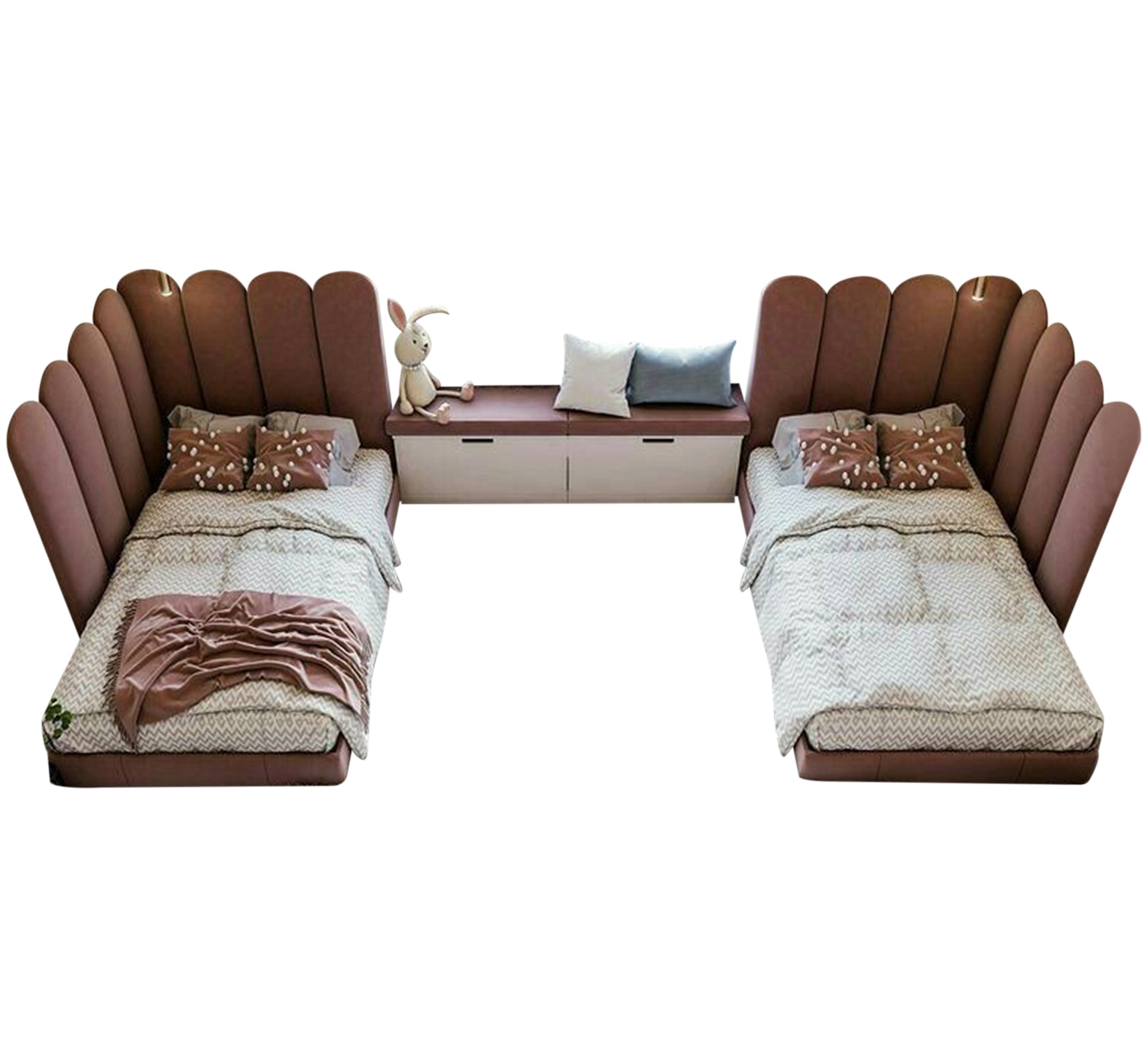 Two single beds with fan design - Vitrine Furniture - Furniture