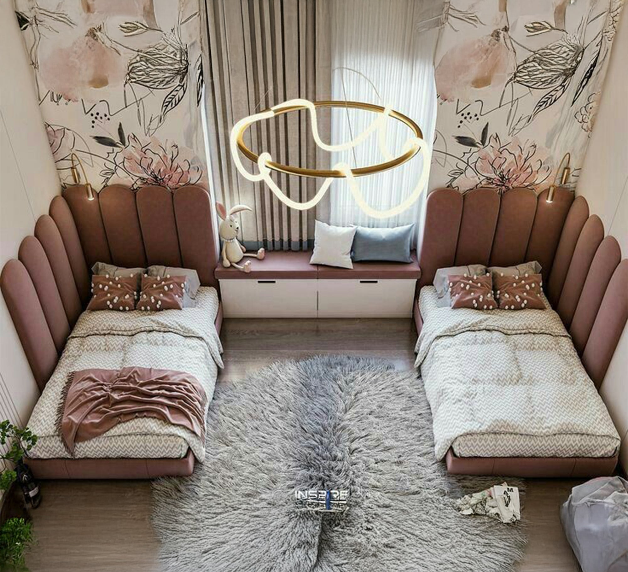 Two single beds with fan design - Vitrine Furniture - Furniture