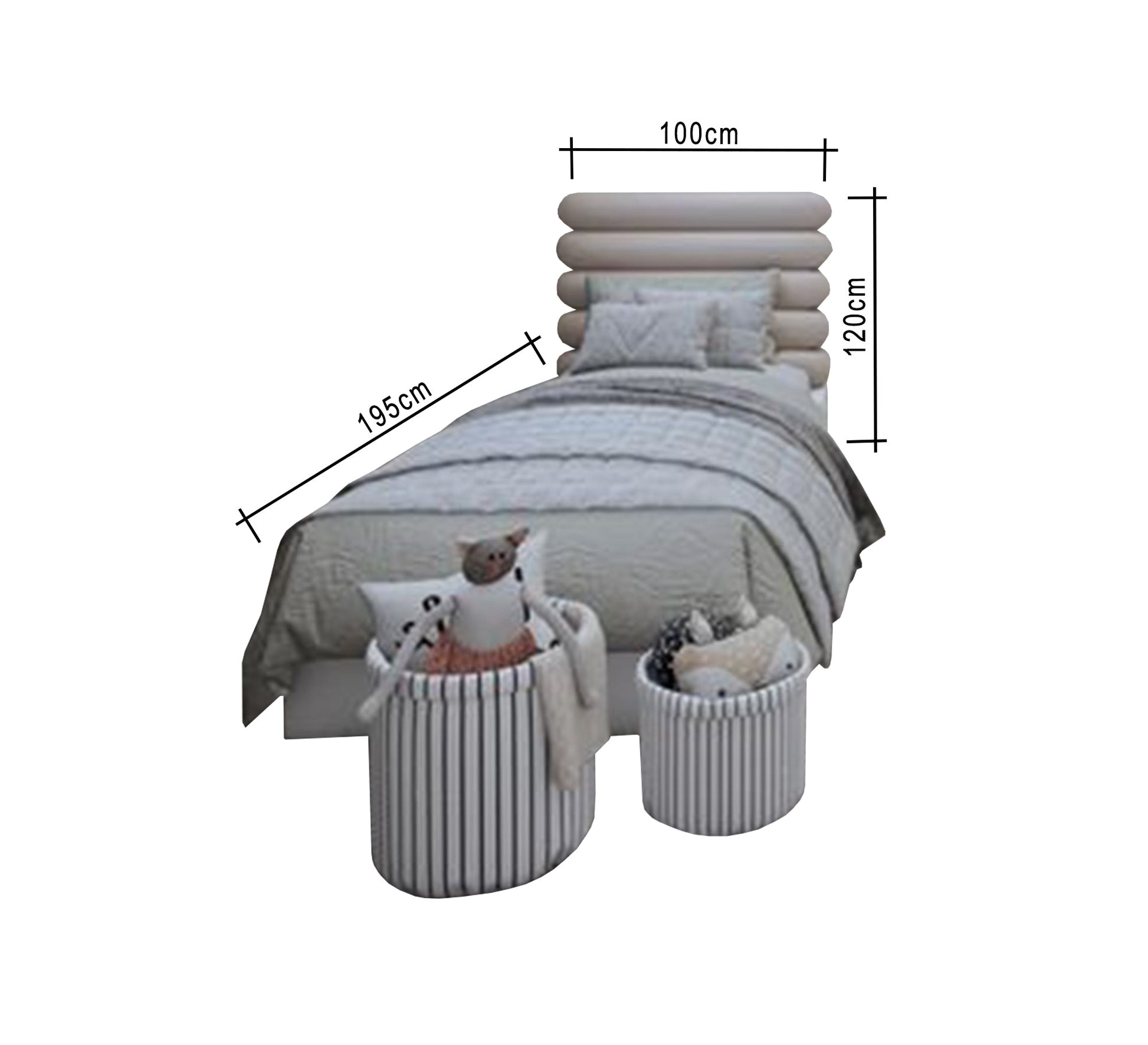 Two single beds with horizontally divided headboards - Vitrine Furniture - Furniture