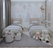 Two single beds with horizontally divided headboards - Vitrine Furniture - Furniture