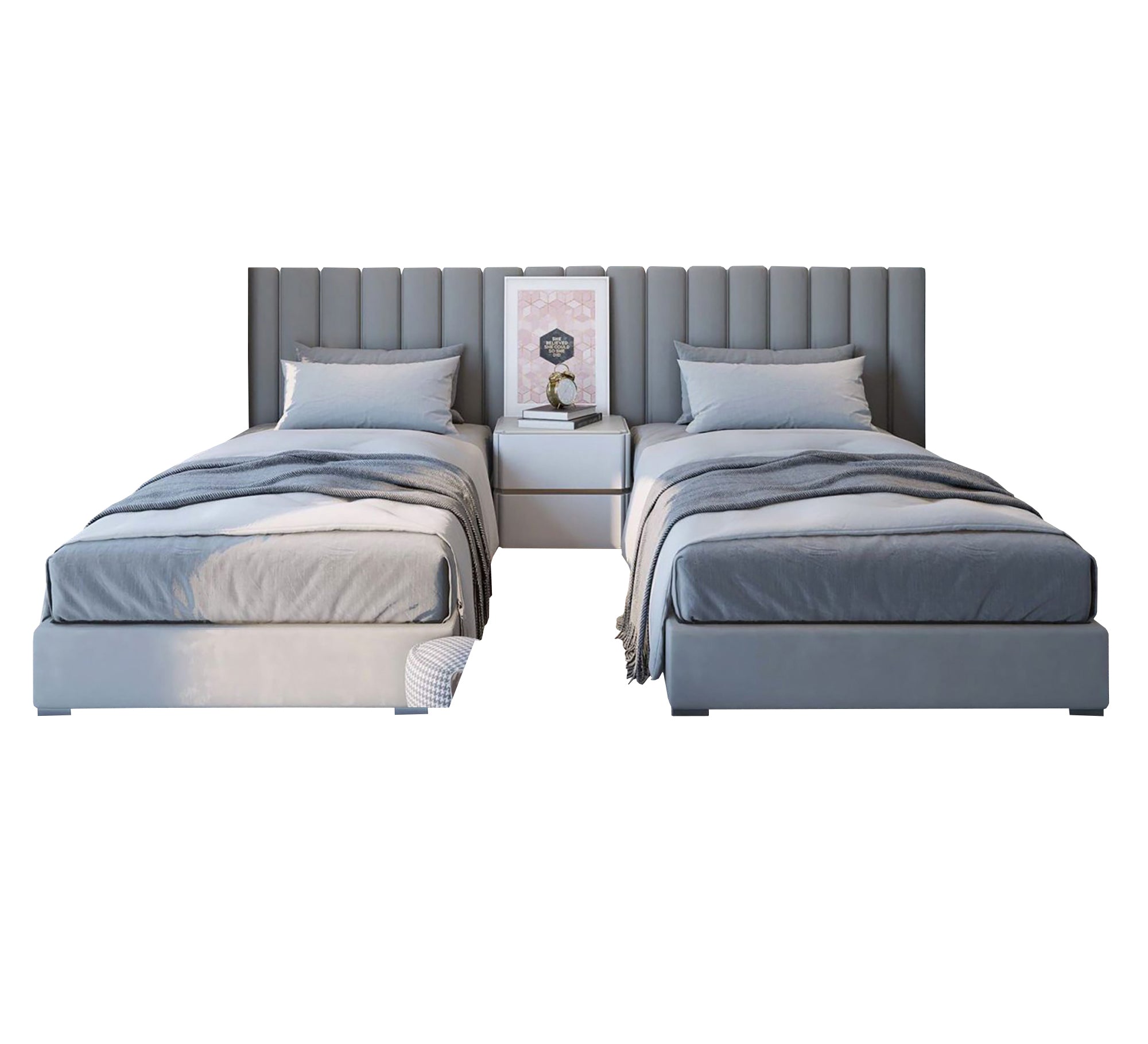 Two single beds with one backrest - Vitrine Furniture - Furniture