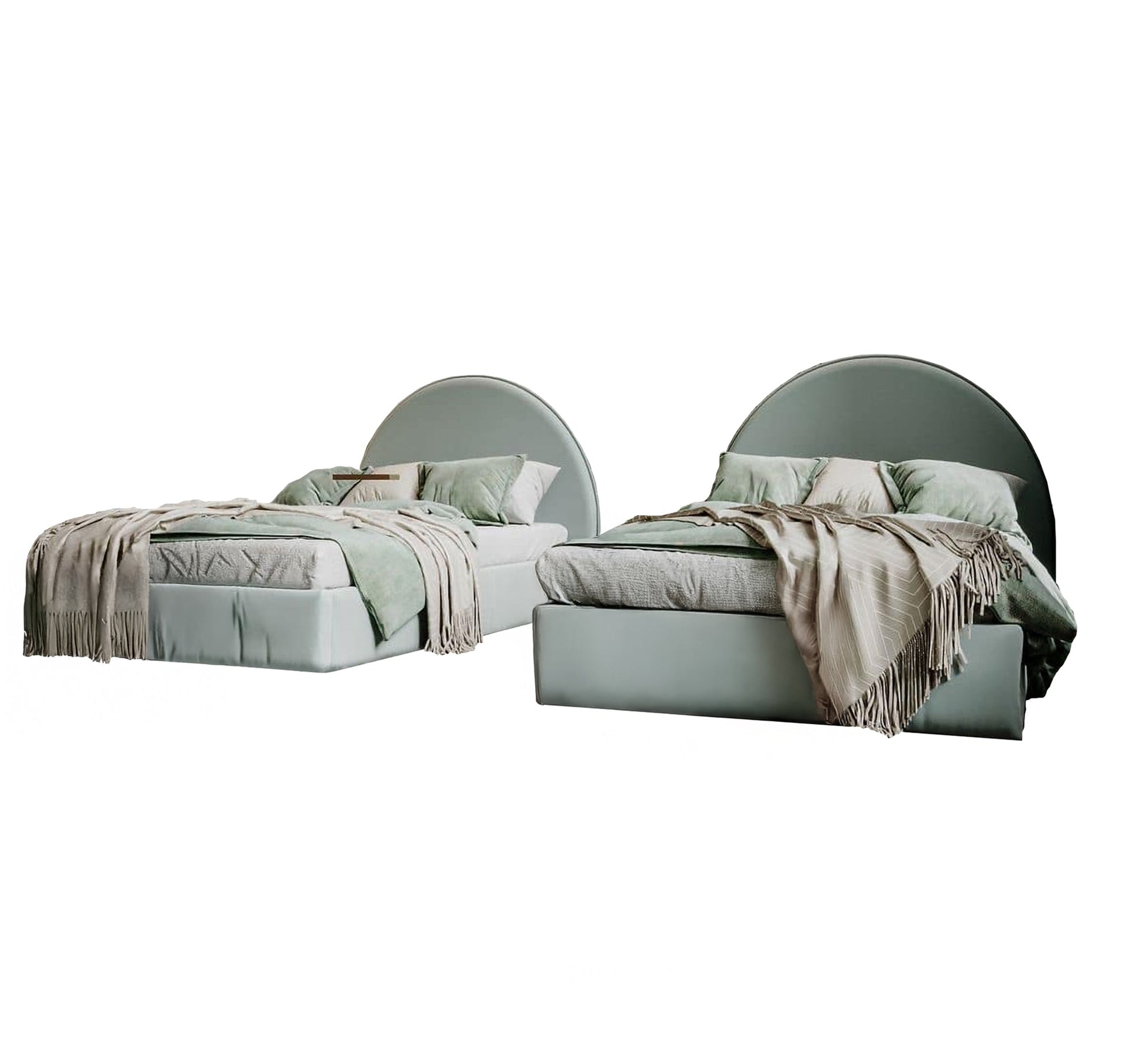 Two single beds with semi - circular headboards - Vitrine Furniture - Furniture