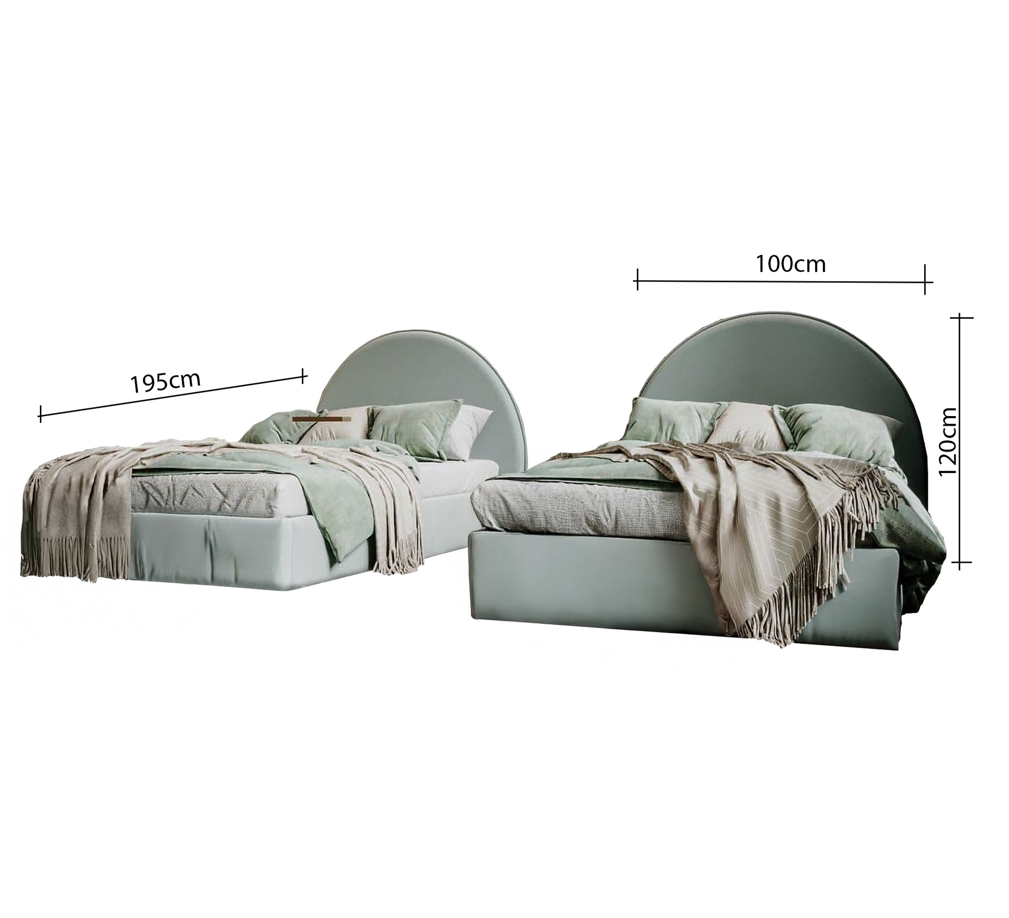Two single beds with semi - circular headboards - Vitrine Furniture - Furniture