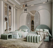 Two single beds with semi - circular headboards - Vitrine Furniture - Furniture