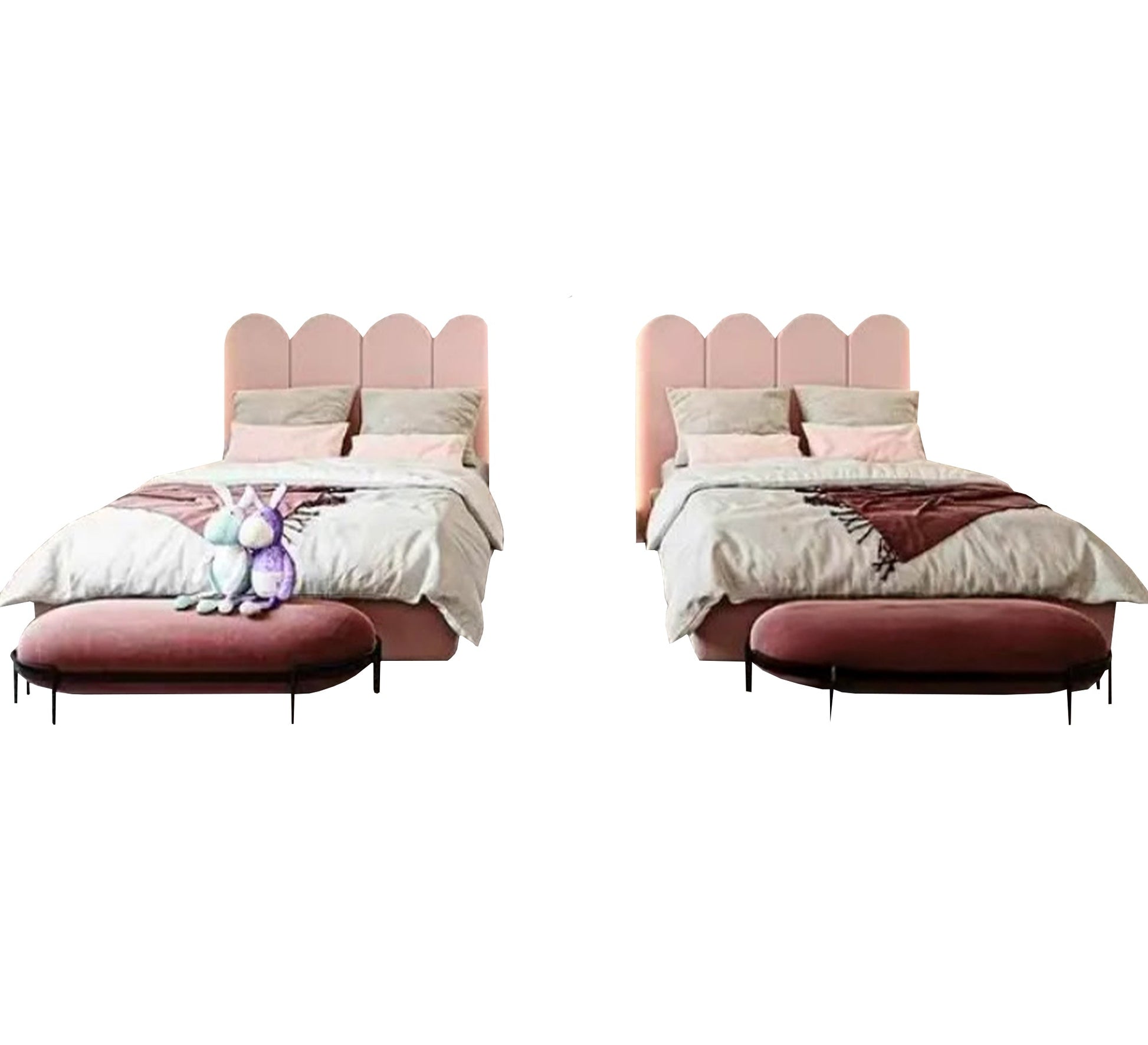 Two single beds with semicircles edges - Vitrine Furniture - Furniture