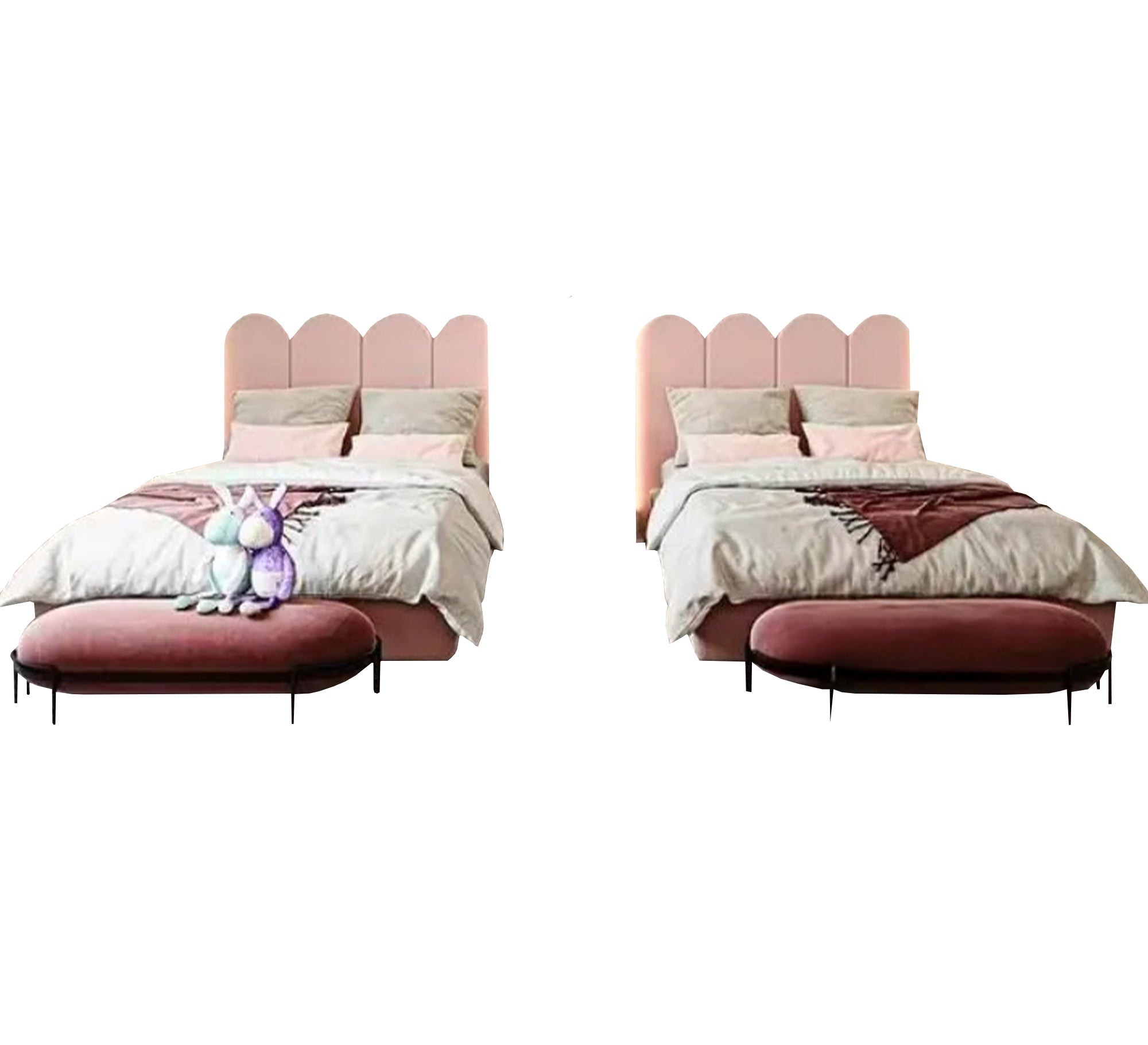 Two single beds with semicircles edges - Vitrine Furniture - Furniture
