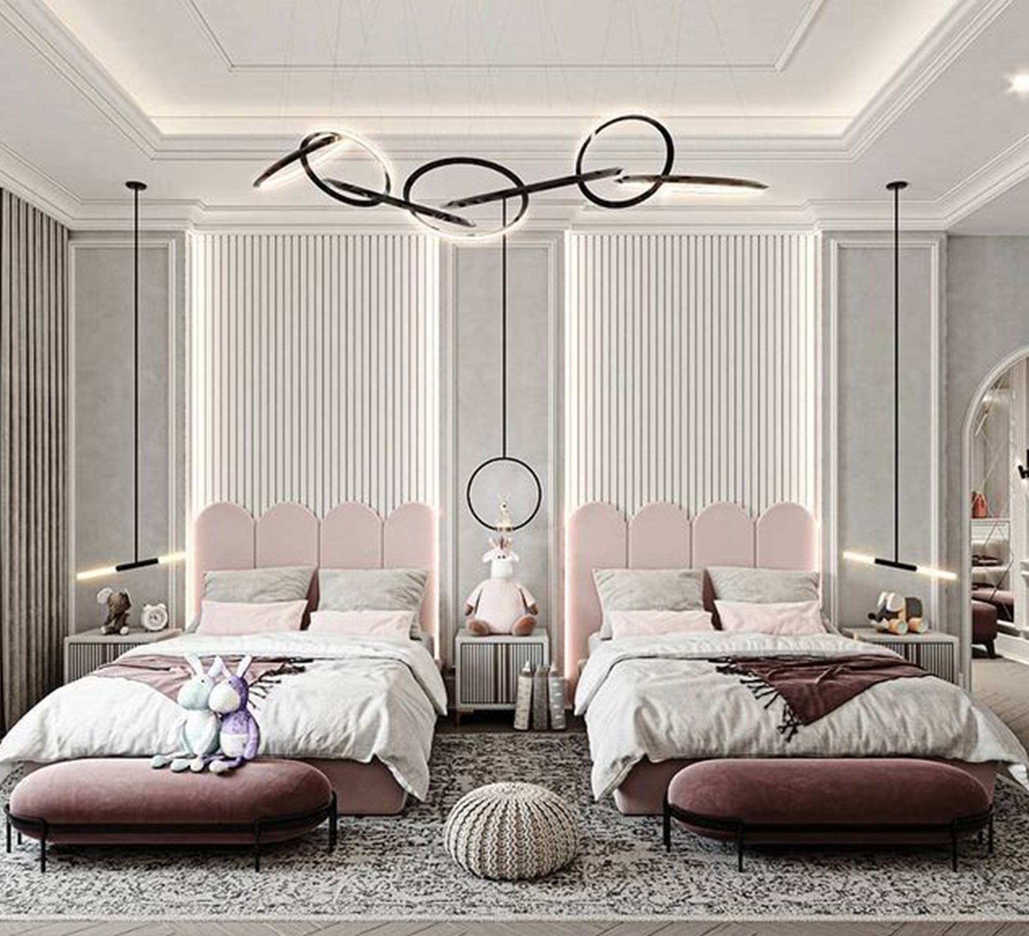 Two single beds with semicircles edges - Vitrine Furniture - Furniture