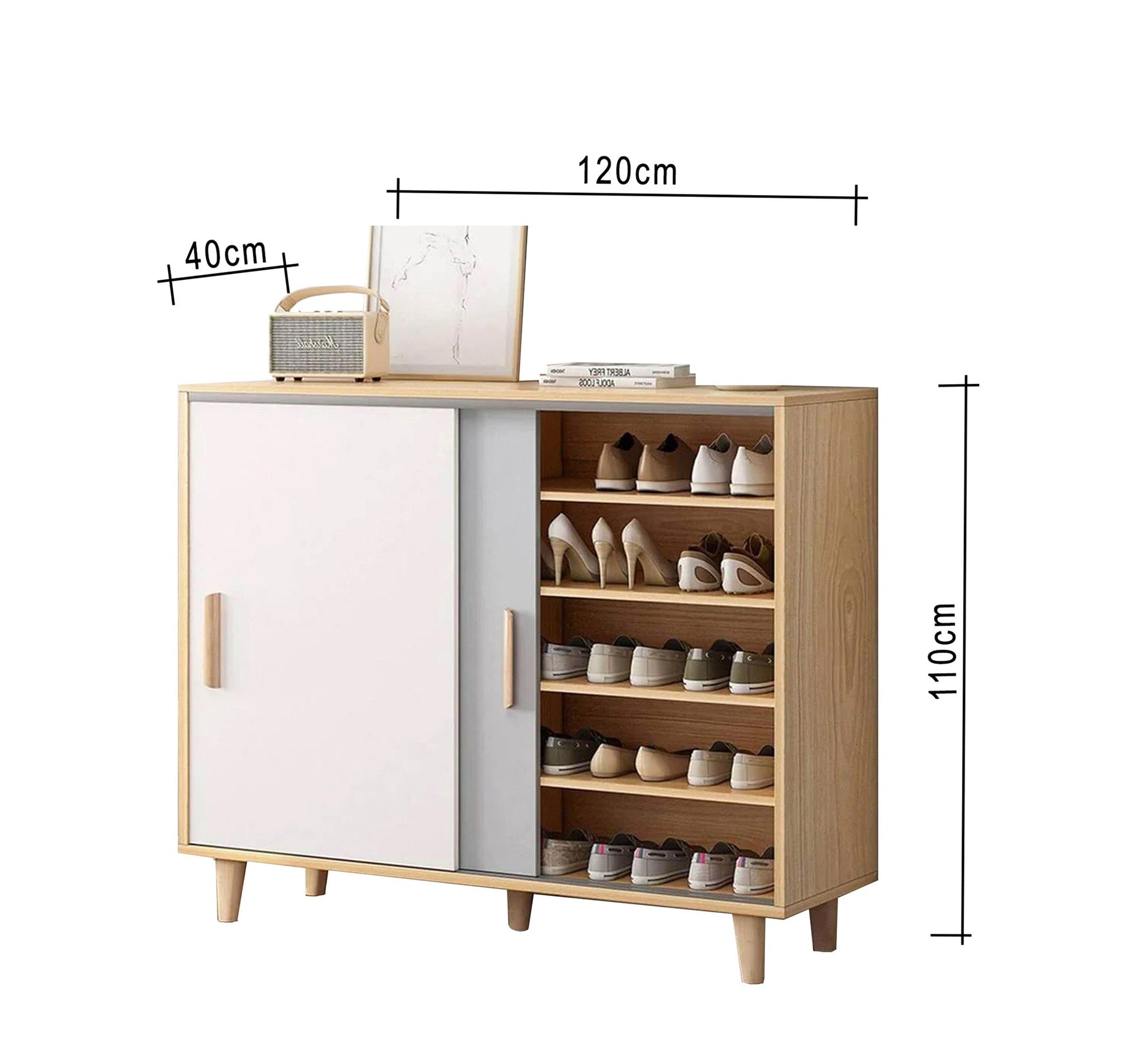 Two sliding leaves shoe rack - Vitrine Furniture - Shoe Racks