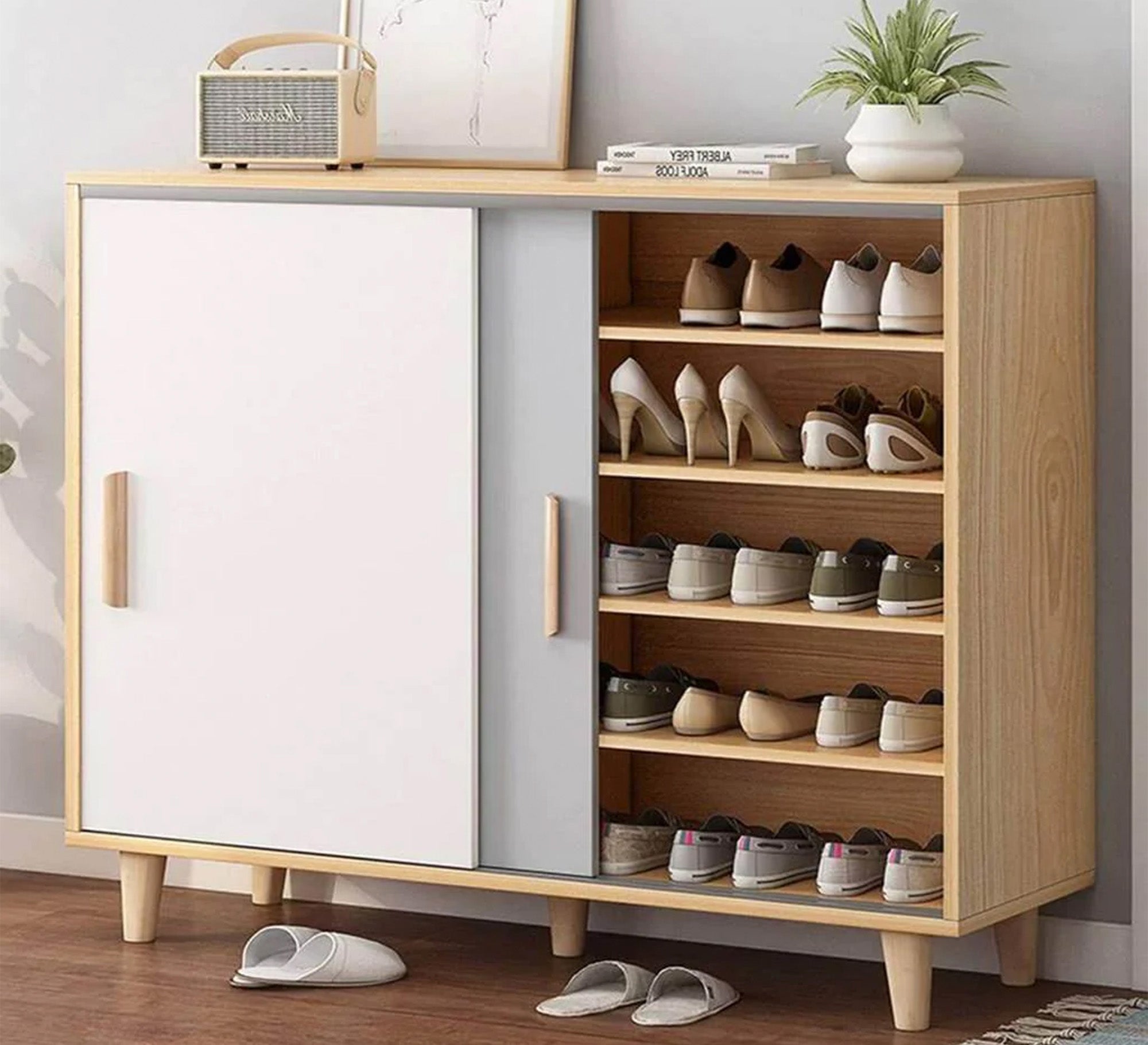Two sliding leaves shoe rack - Vitrine Furniture - Shoe Racks