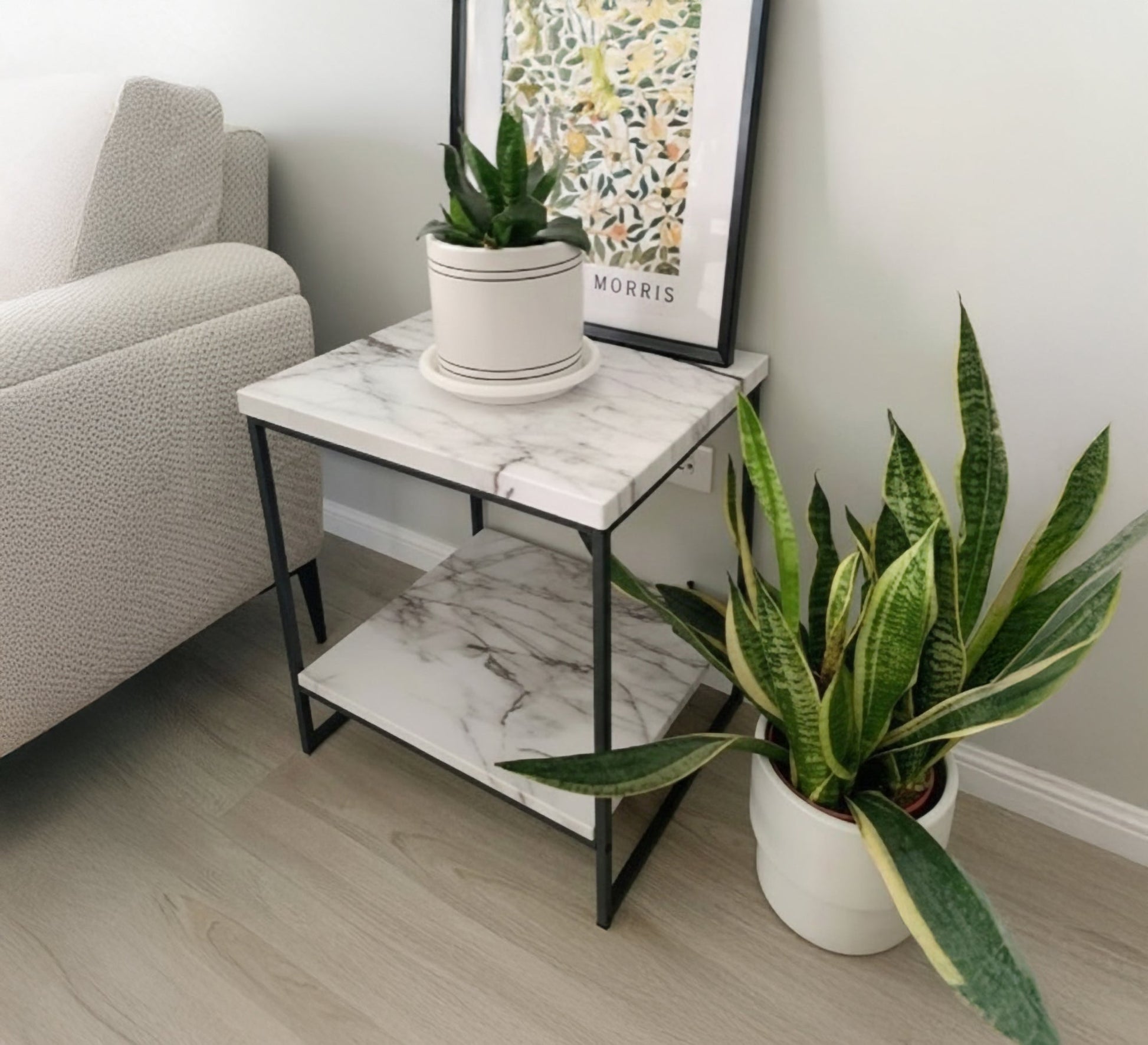 Two square side tables with marble tops - Vitrine Furniture - Furniture