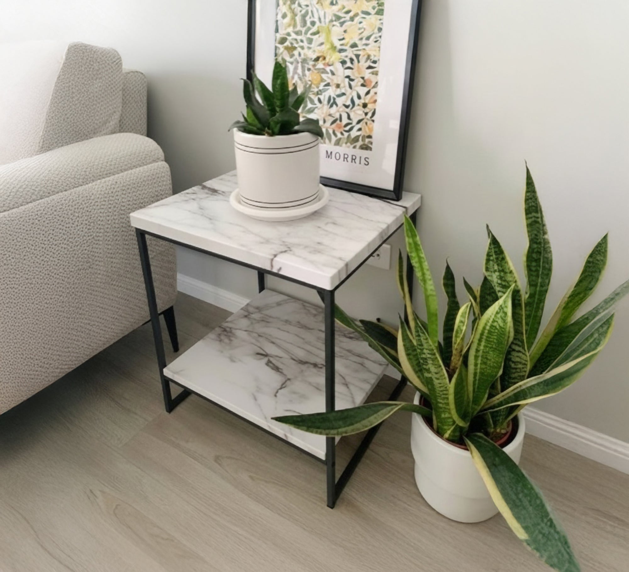 Two square side tables with marble tops - Vitrine Furniture - Furniture