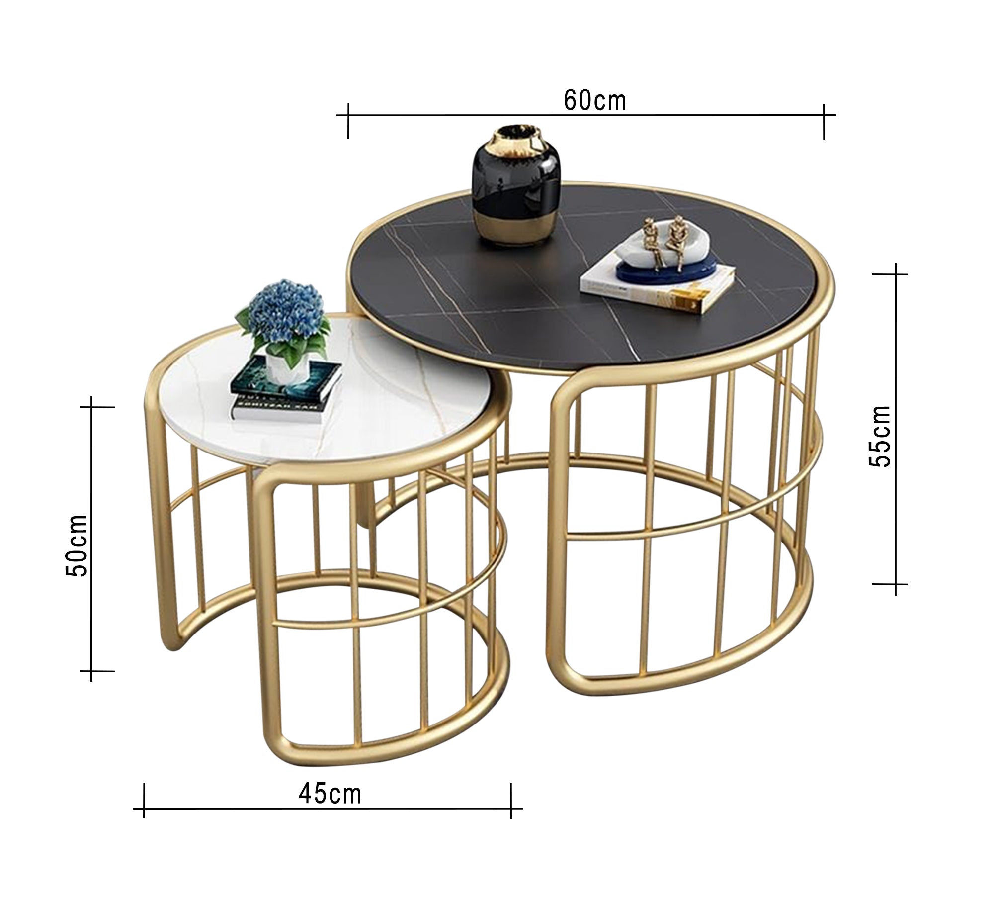 Two tables with black and white wooden tops - Vitrine Furniture - Furniture