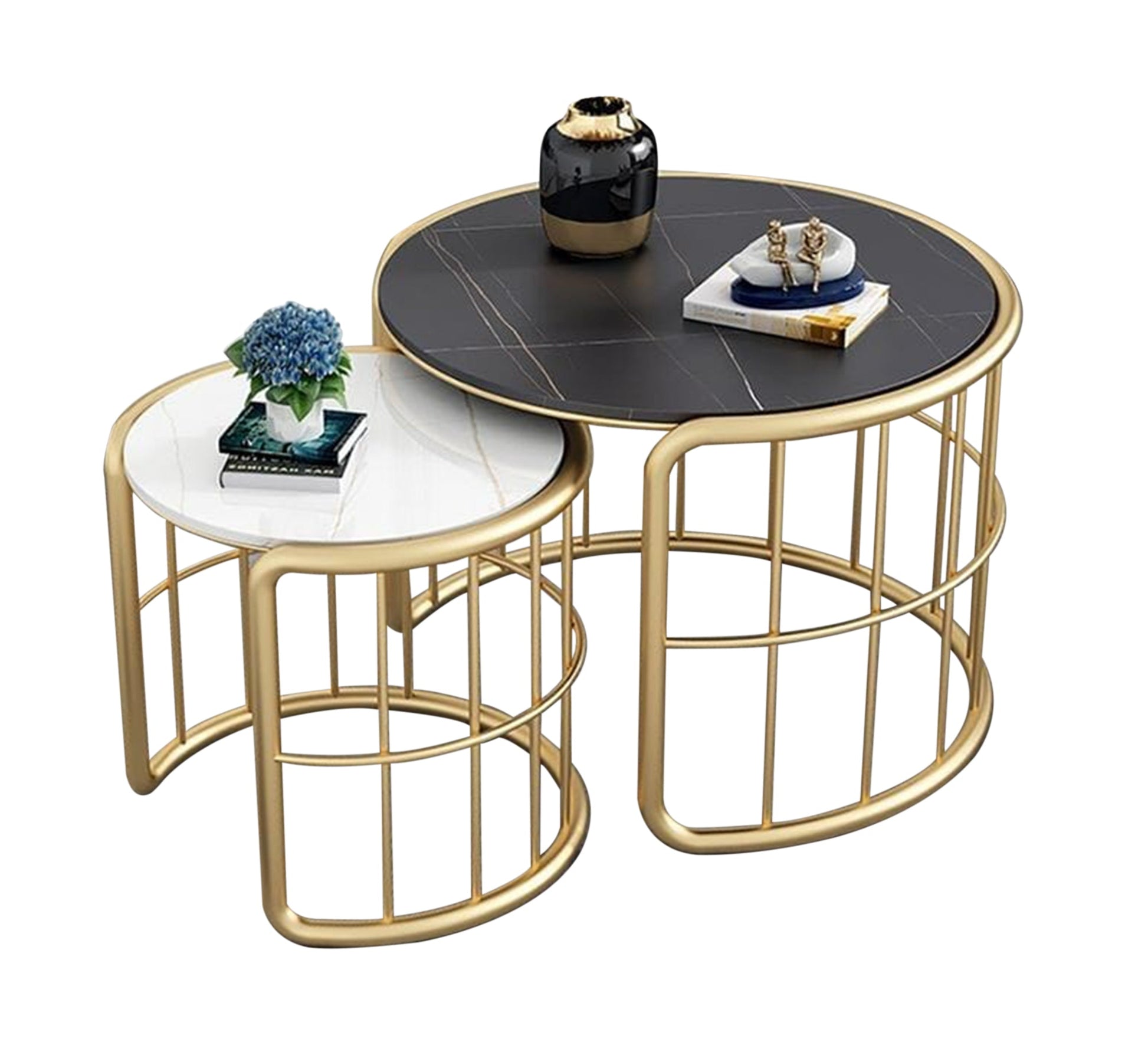 Two tables with black and white wooden tops - Vitrine Furniture - Furniture