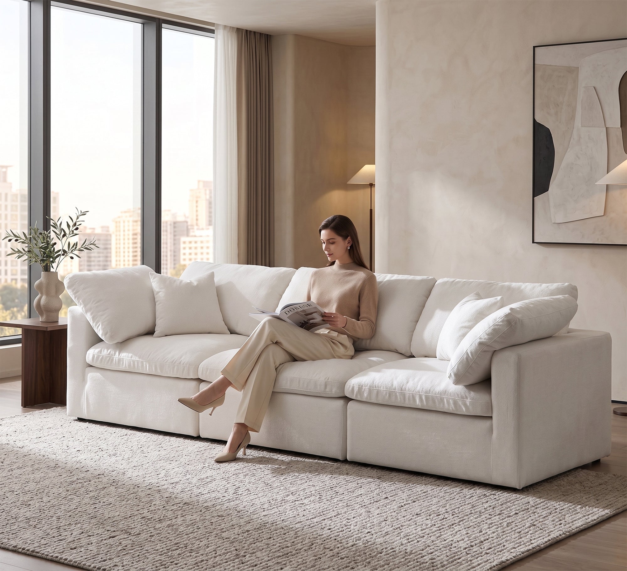 Unique triple off - white sofa - Vitrine Furniture - Sofas