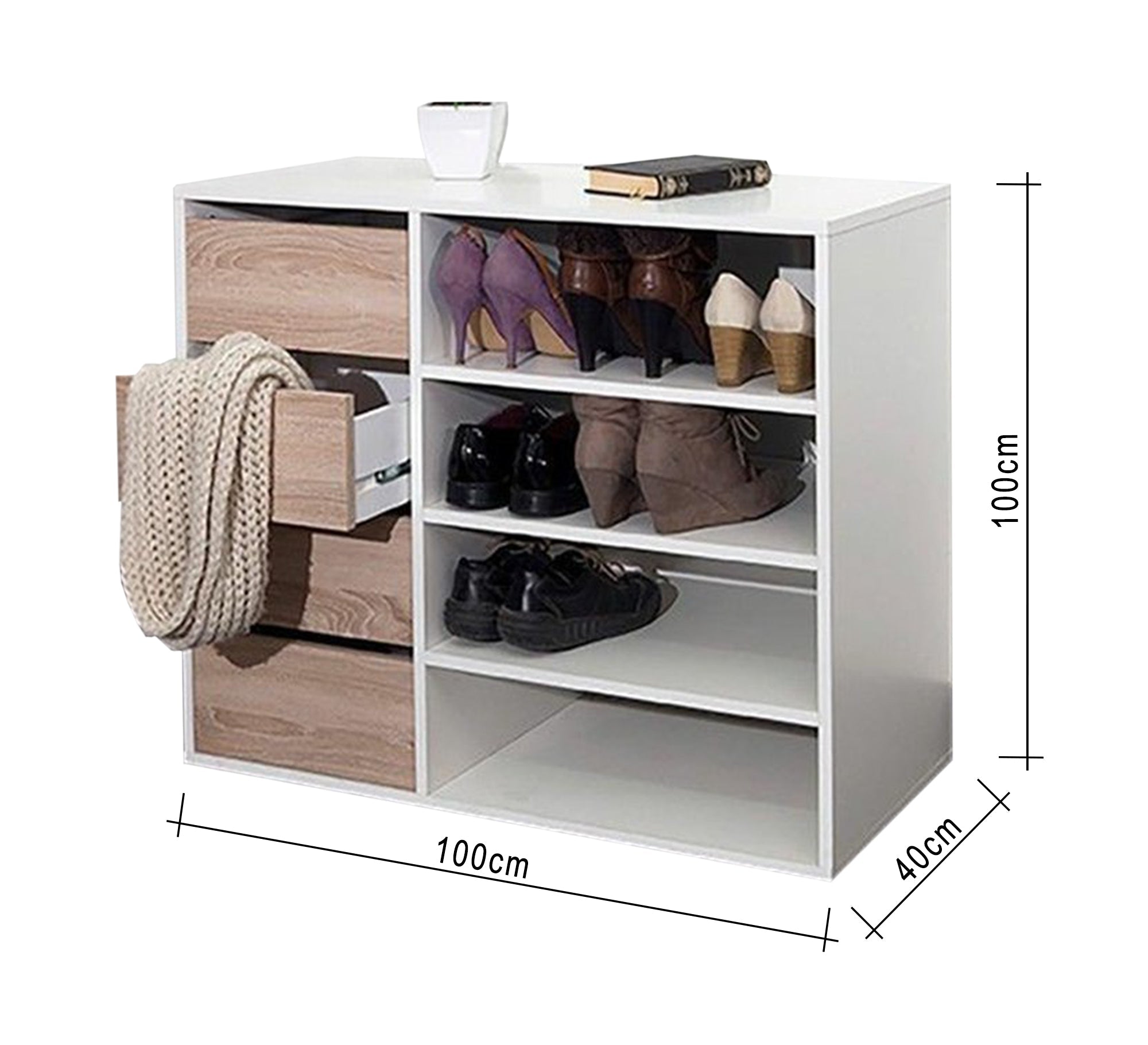 Unique white and Beige Shoe Cabinet - Vitrine Furniture - Furniture