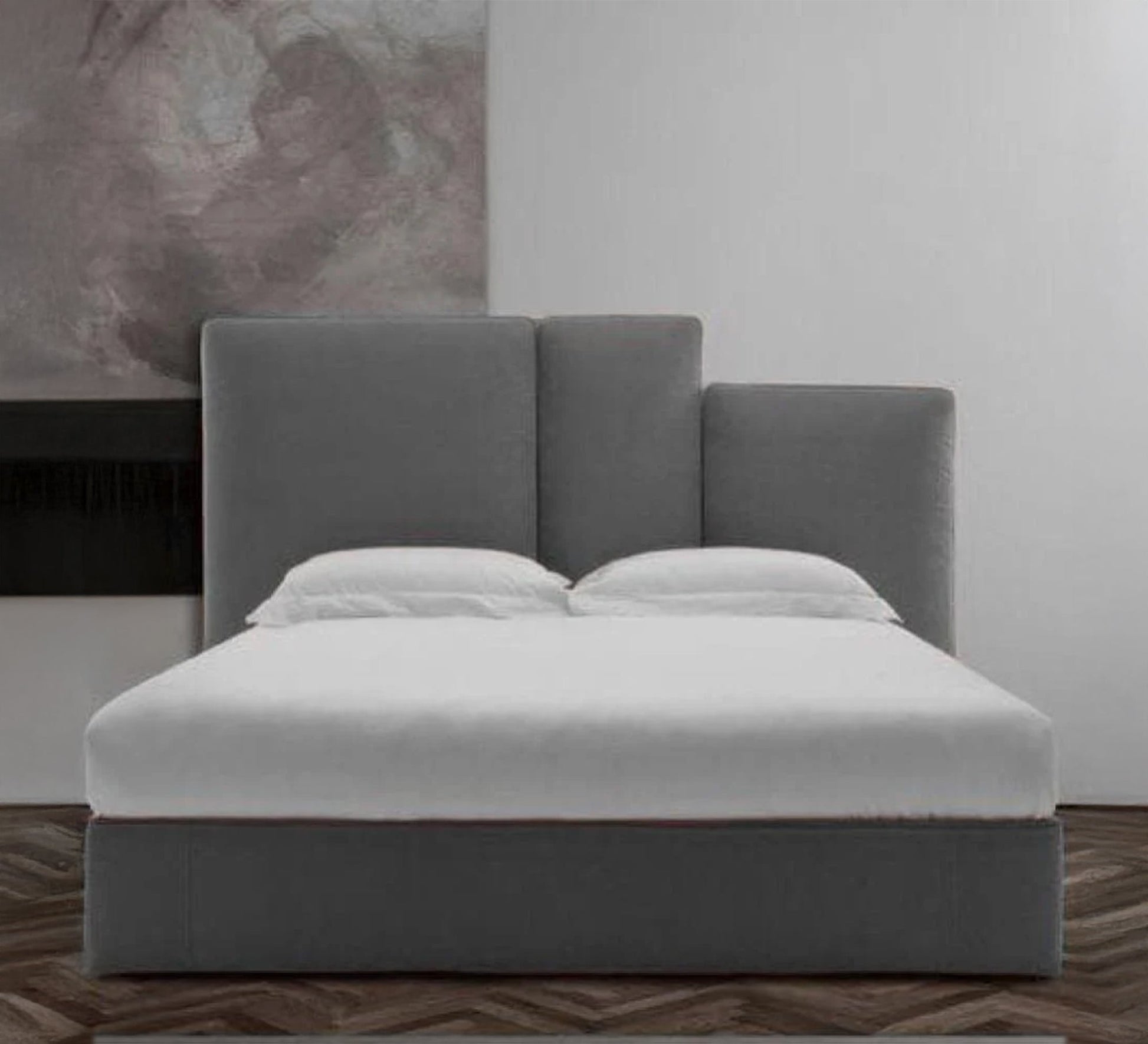 Uniquely designed bed upholstered in luxurious fabric - Vitrine Furniture - Furniture