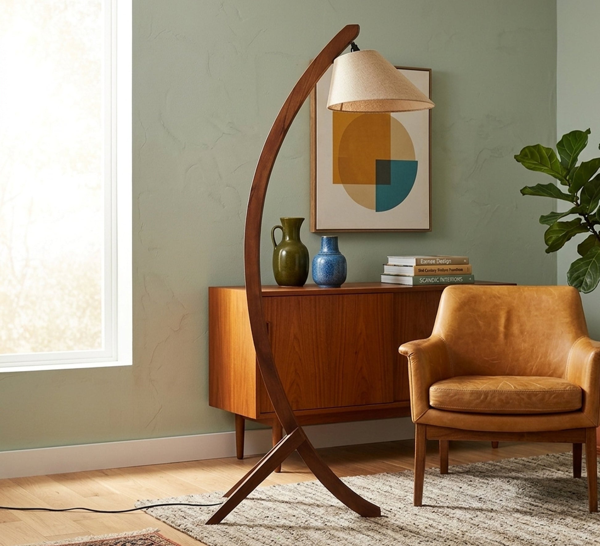 Uniquely designed curved wooden floor lamp - Vitrine Furniture - Floor lamps