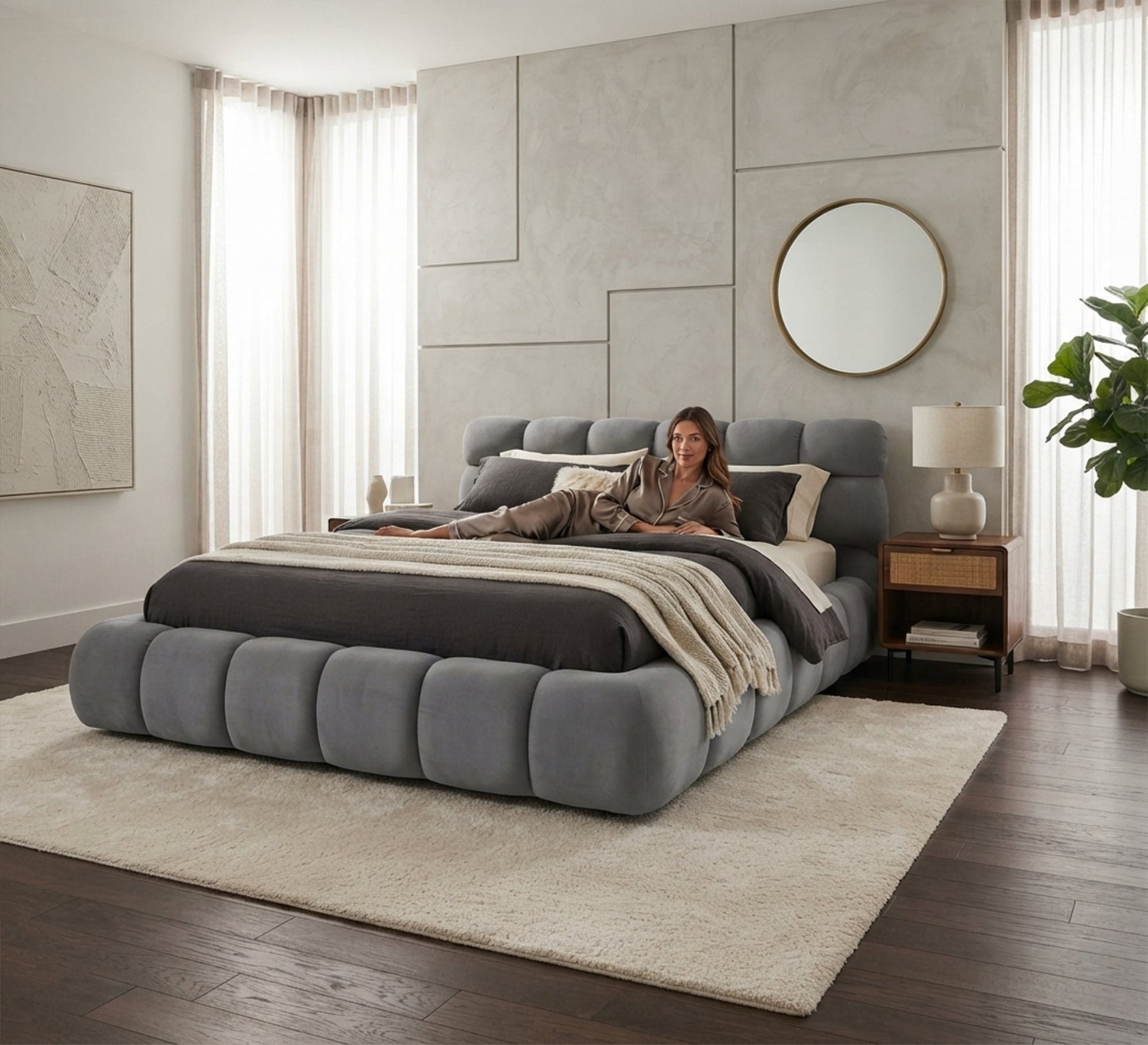Upholstered bed with a stylish modern design - Vitrine Furniture - Beds