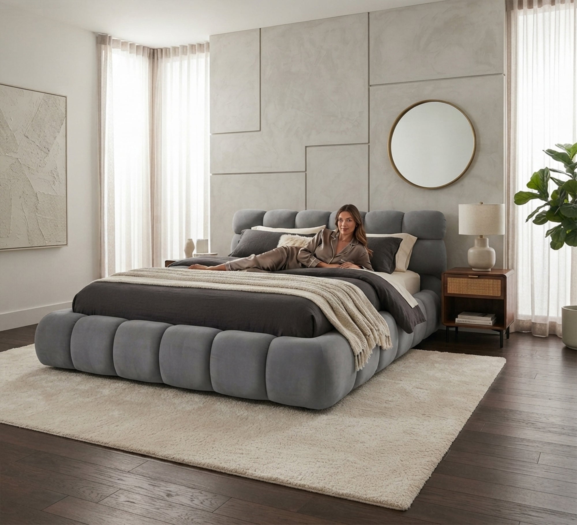 Upholstered bed with a stylish modern design - Vitrine Furniture - Beds