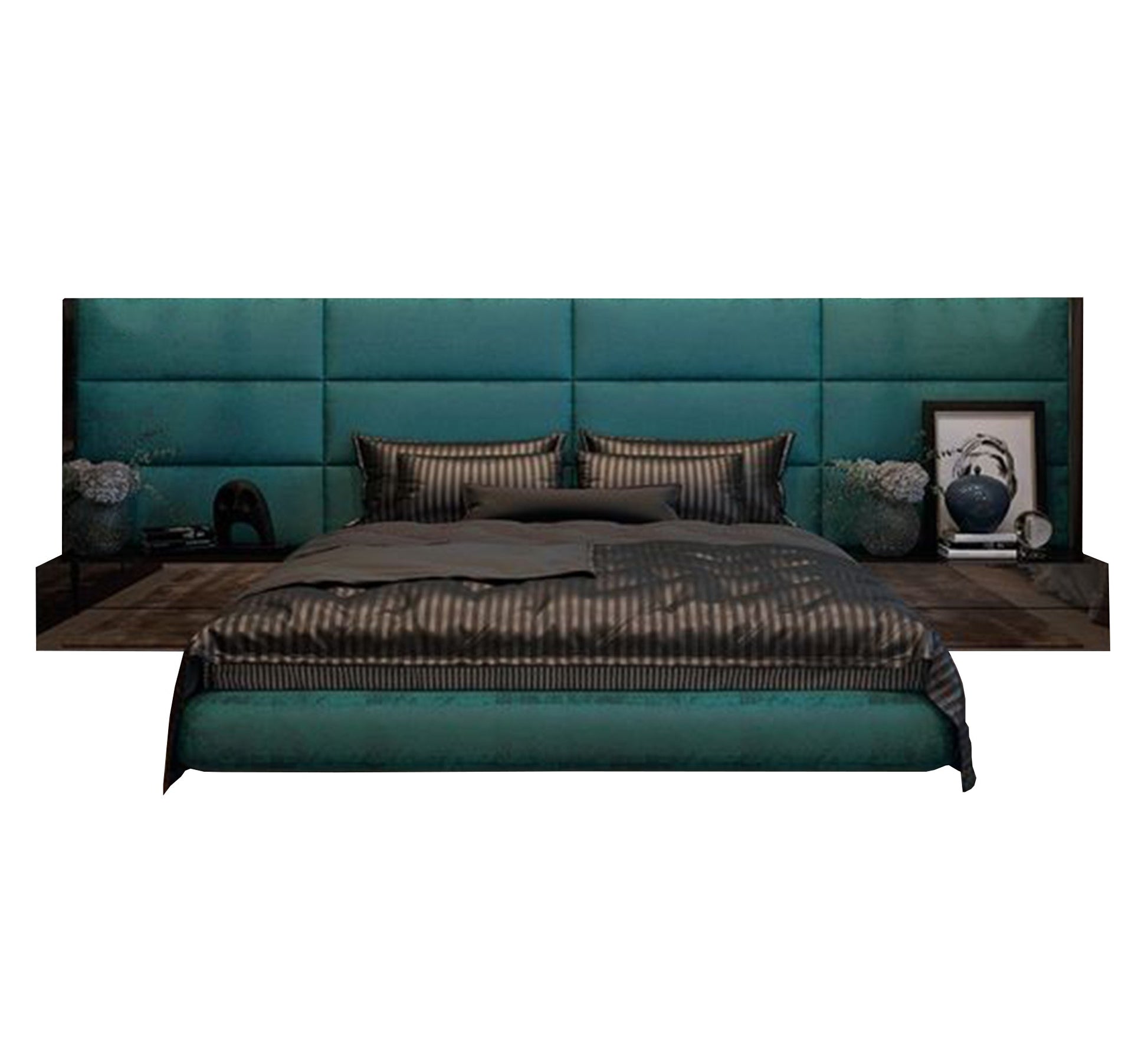 Upholstered bed with crisscrossing slats - Vitrine Furniture - Furniture