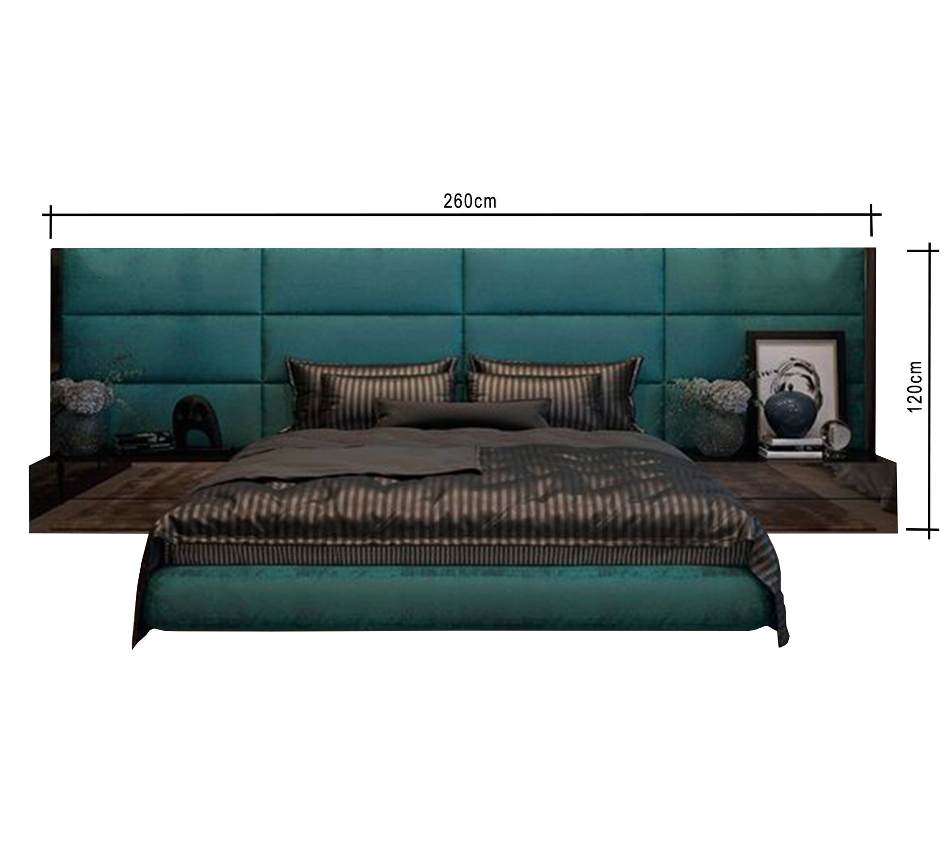 Upholstered bed with crisscrossing slats - Vitrine Furniture - Furniture