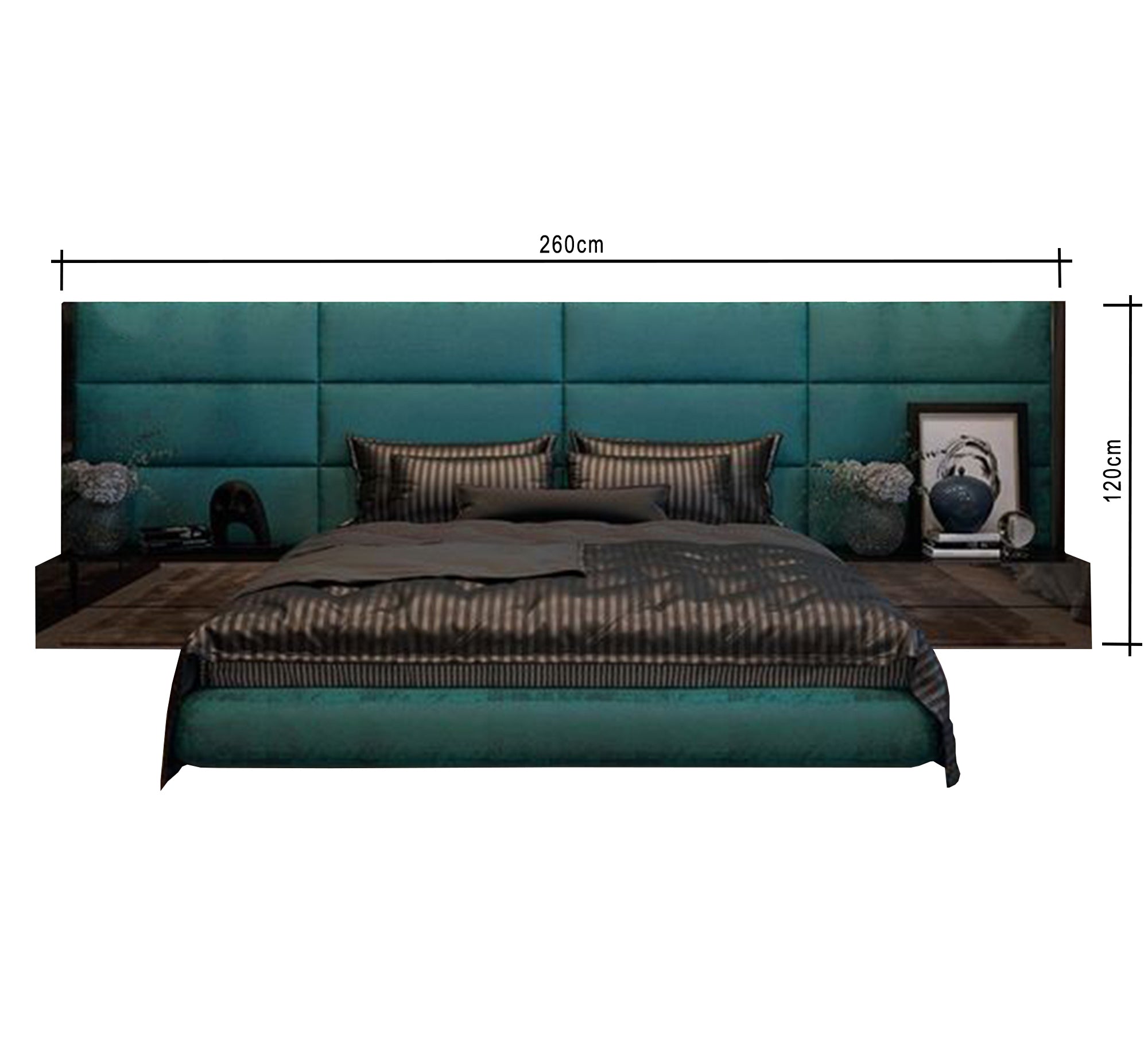 Upholstered bed with crisscrossing slats - Vitrine Furniture - Furniture