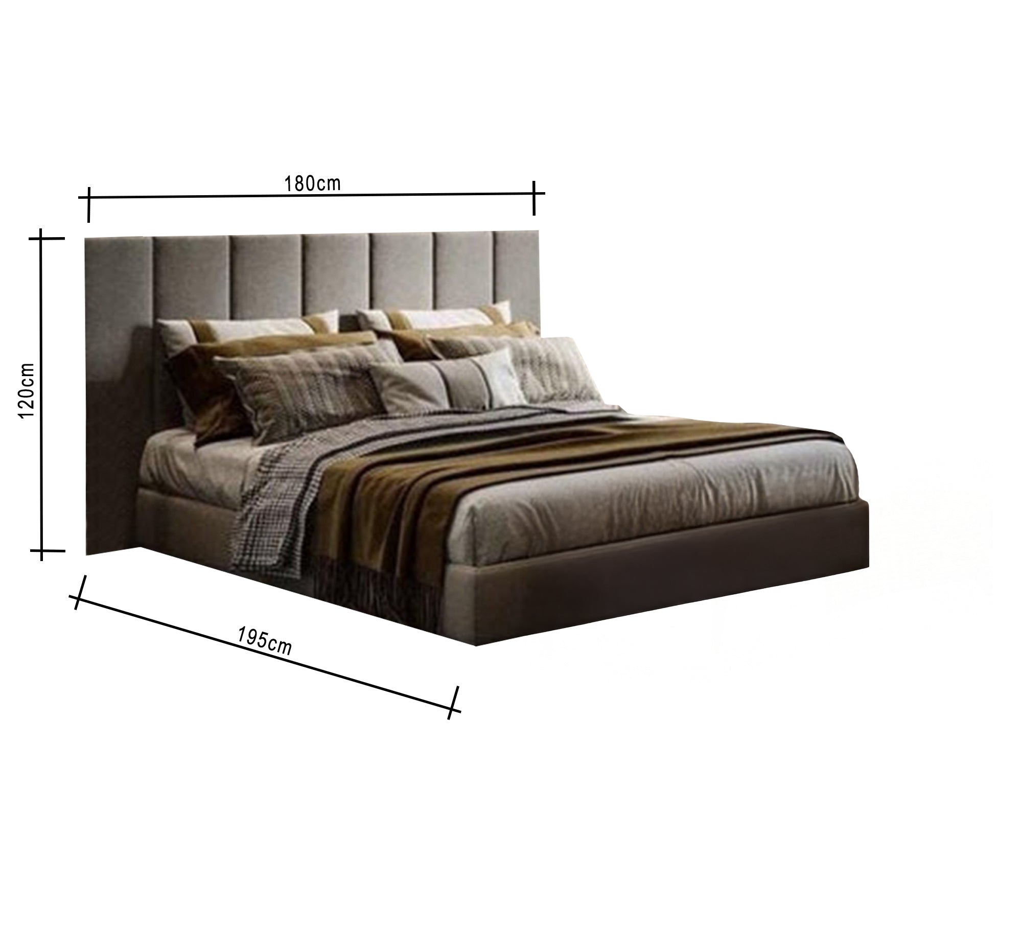 Upholstered bed with vertical sunken lines - Vitrine Furniture - Furniture