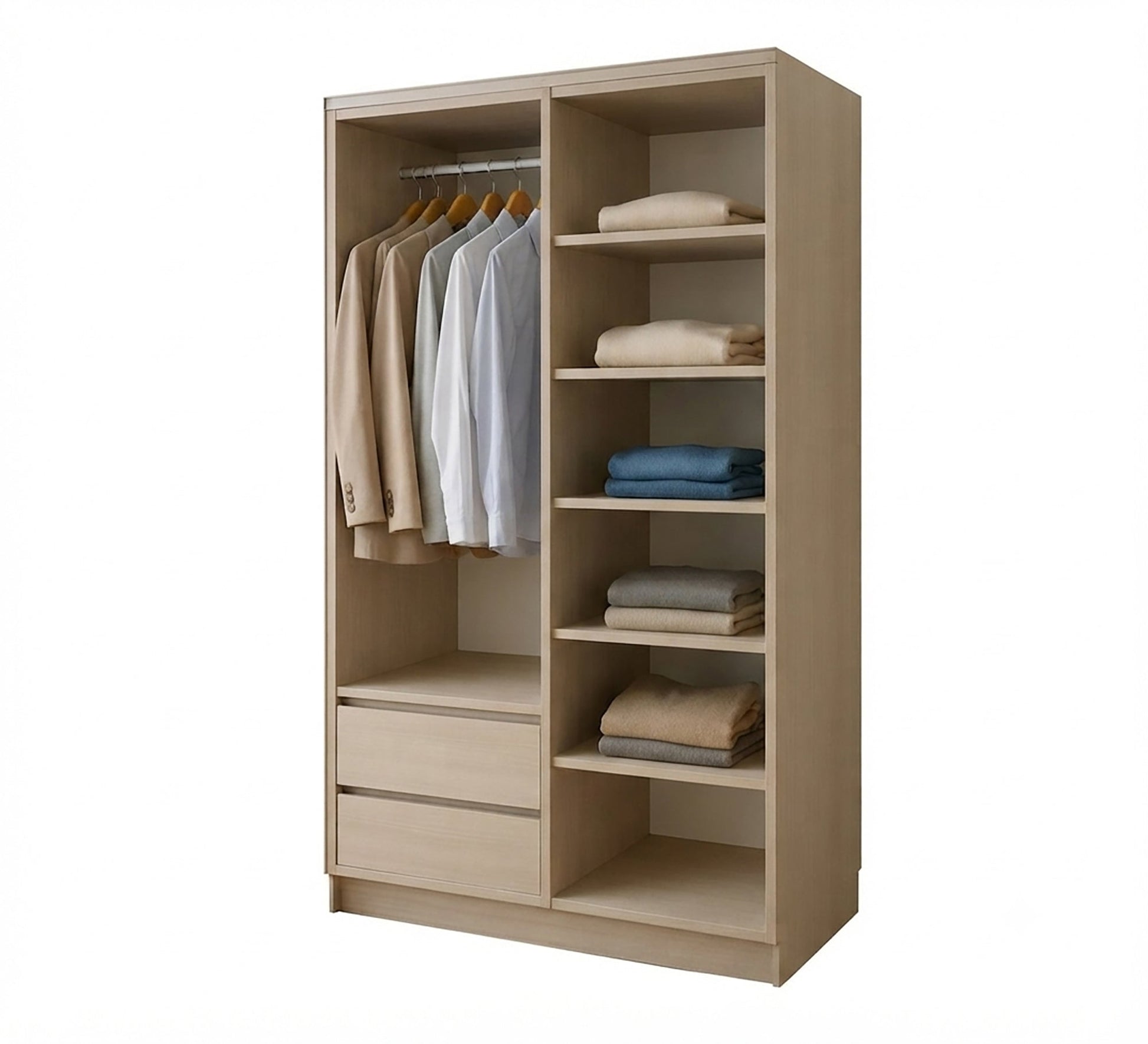 Versatile open wardrobe with a wooden finish - Vitrine Furniture - Wardrobes
