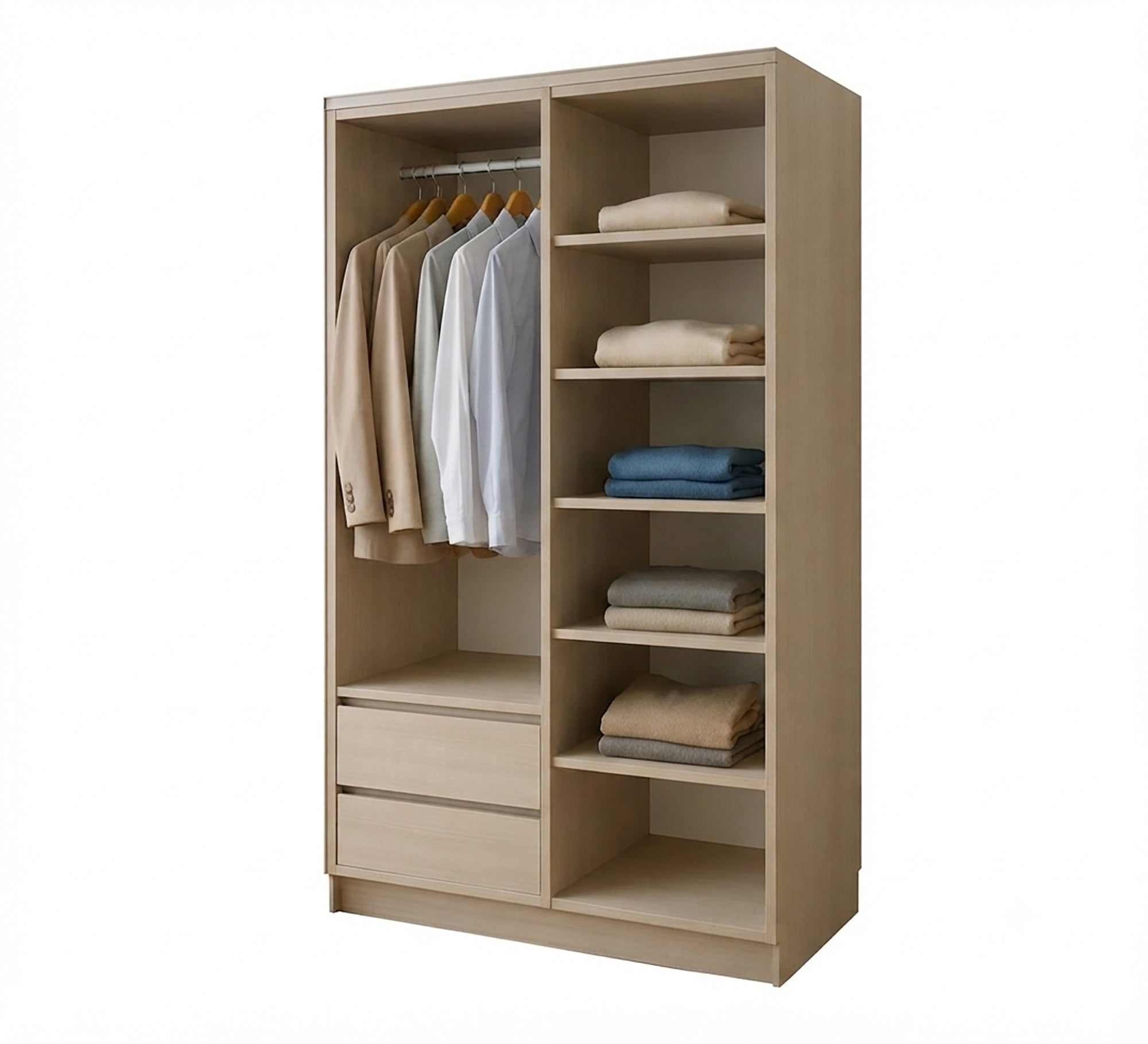 Versatile open wardrobe with a wooden finish - Vitrine Furniture - Wardrobes