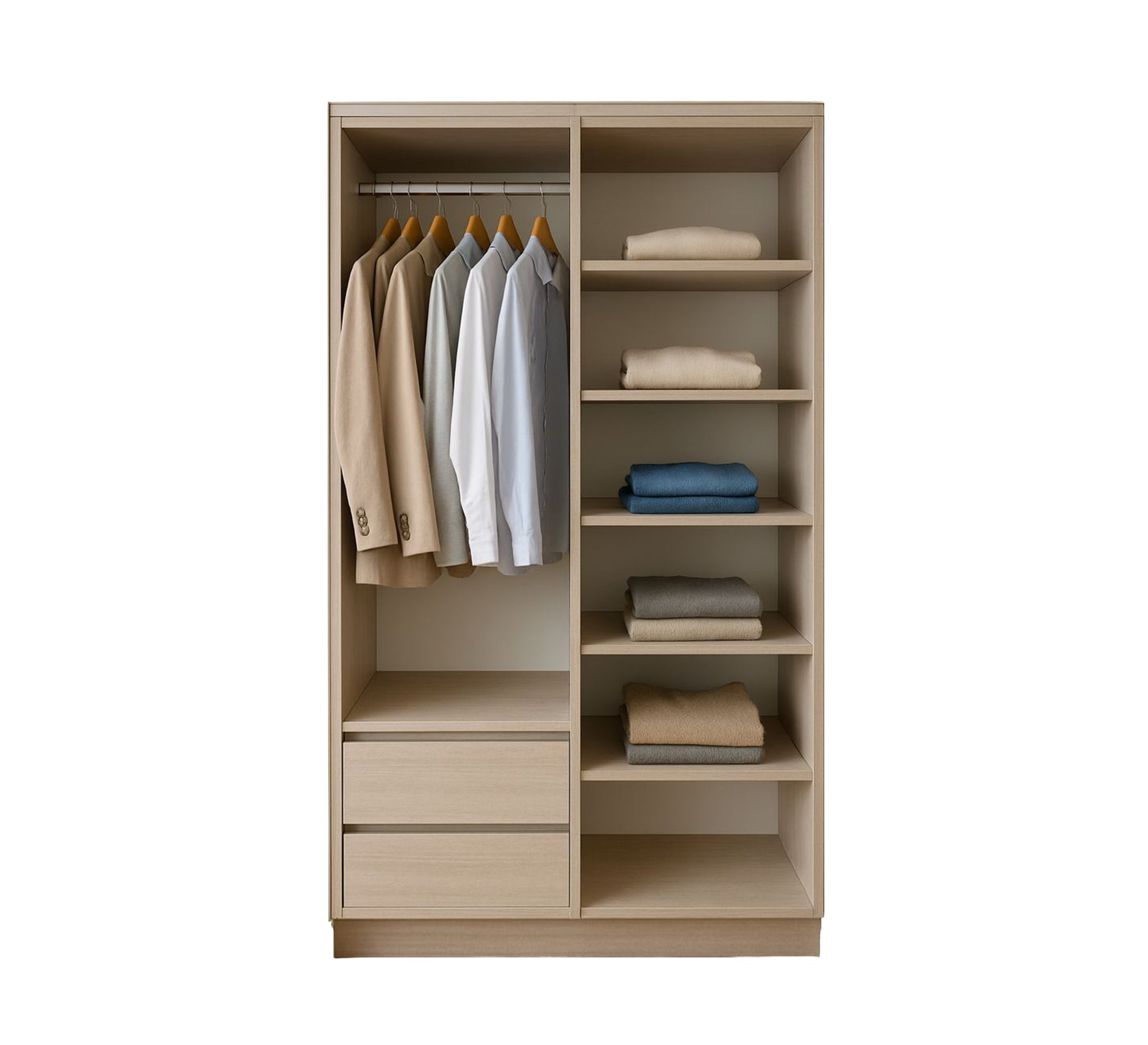 Versatile open wardrobe with a wooden finish - Vitrine Furniture - Wardrobes