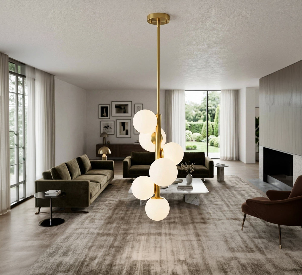 Vertical hexagonal ceiling chandelier with a gold frame - Vitrine Furniture - Ceiling lights