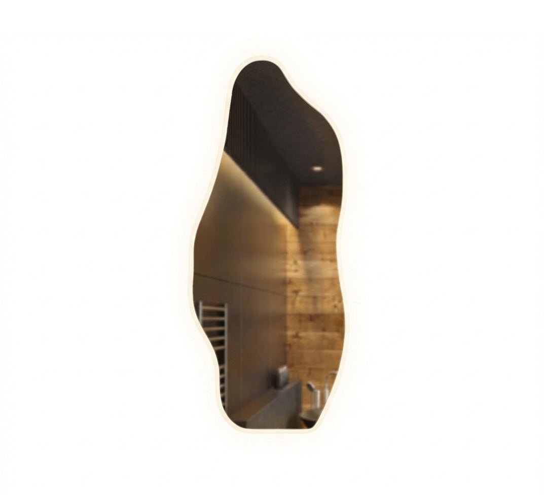 Vertical organic mirror with warm backlighting - Vitrine Furniture - Mirrors