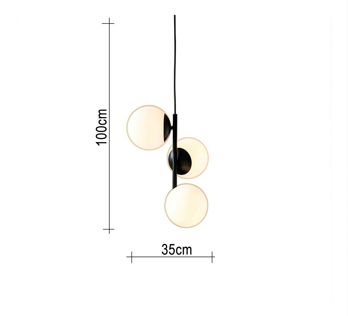 Vertical pendant light with three glass spheres - Vitrine Furniture - Ceiling lights